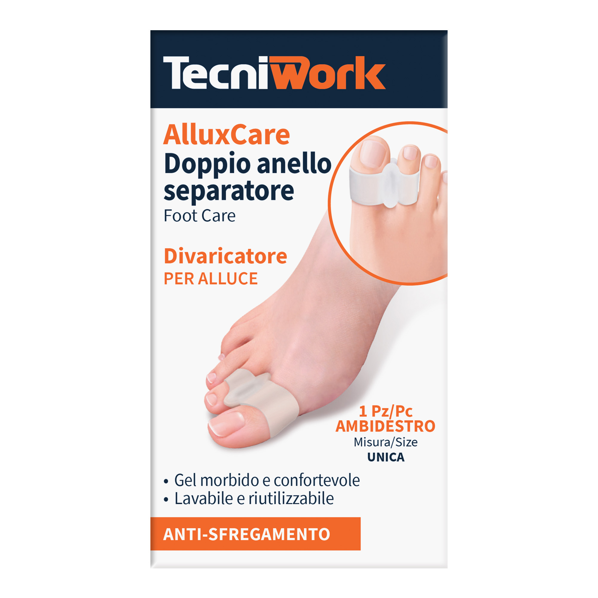 Alluxcare doppio anello separatore e divaricatore per alluce 1 pz