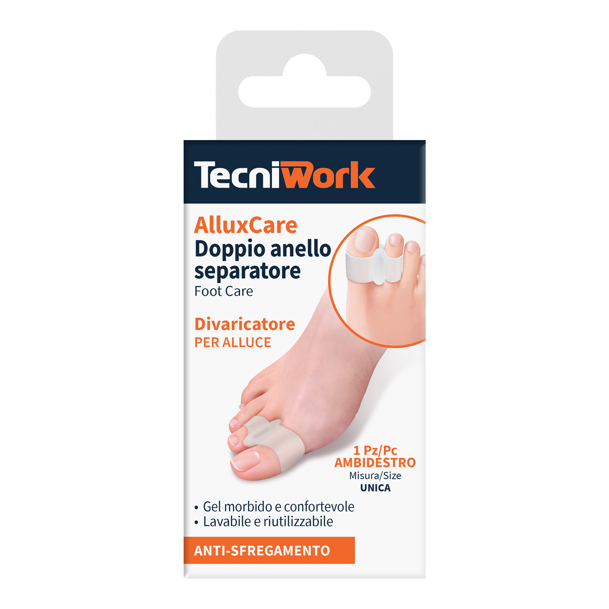 Alluxcare doppio anello separatore e divaricatore per alluce 1 pz