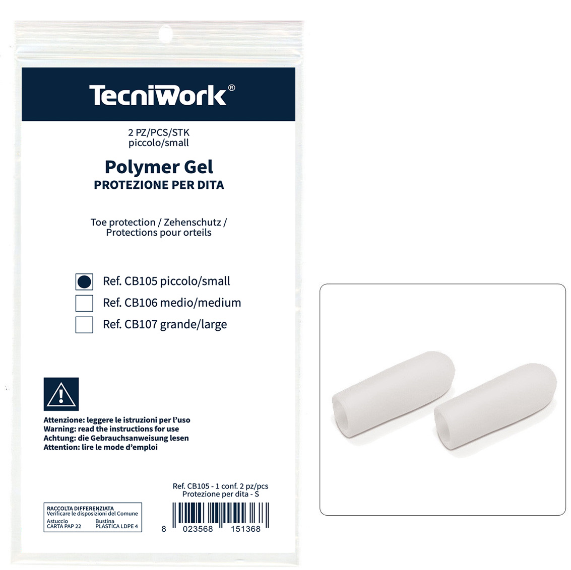 Protezione per dita dei piedi in Tecniwork Polymer Gel trasparente