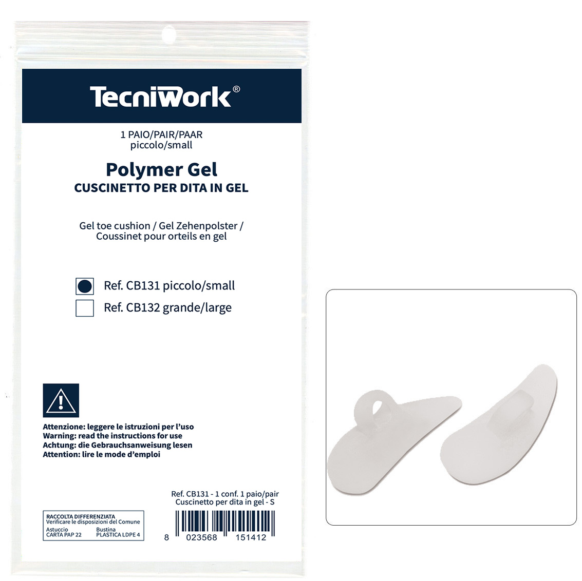 Cuscinetto per dita dei piedi in Tecniwork Polymer Gel trasparente