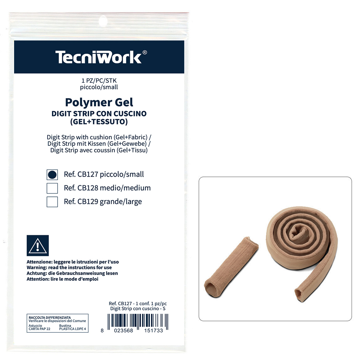 Digit Strip - Protection pour orteils en tissu et coussinet central en Tecniwork Polymer Gel