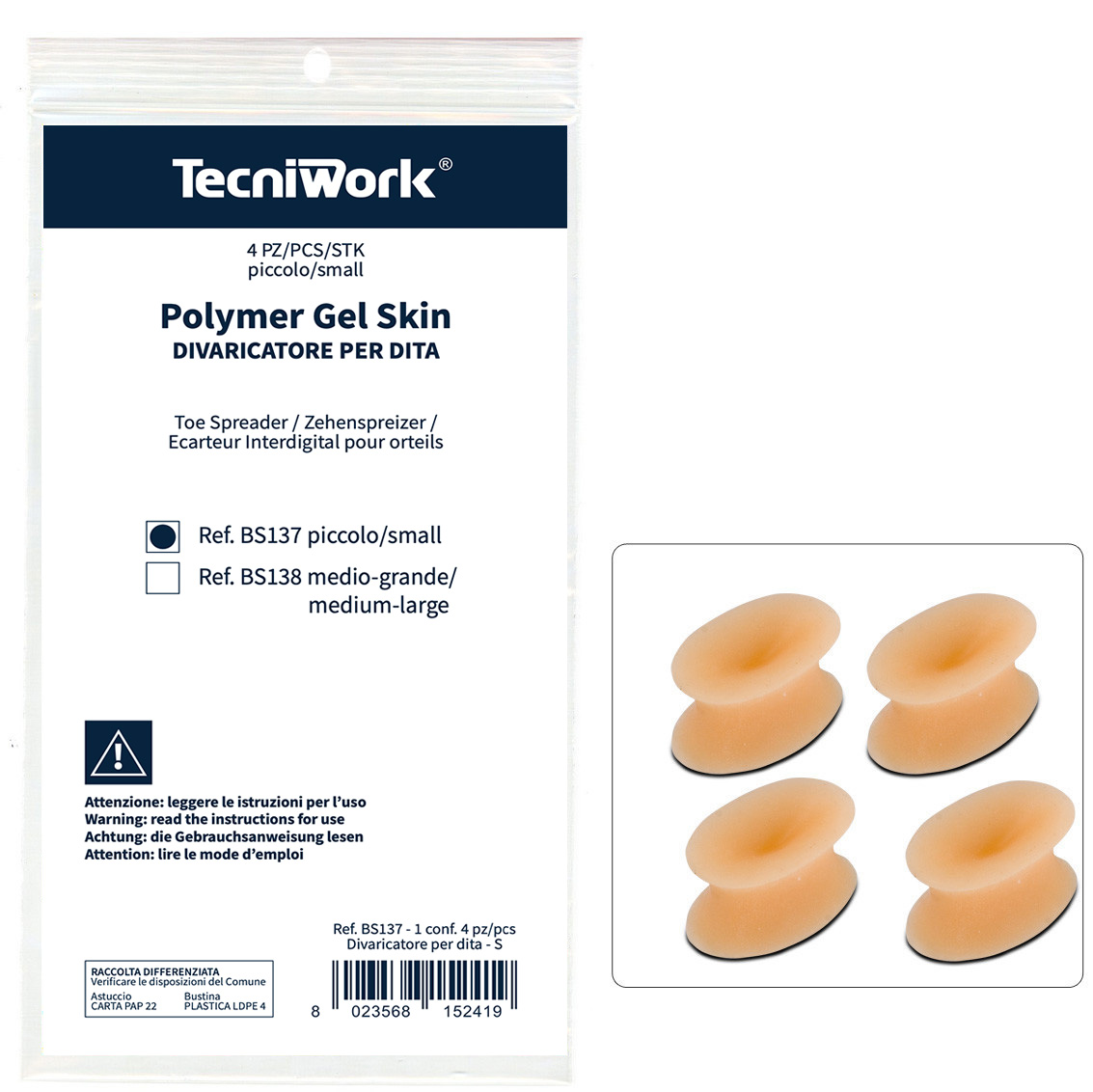 Divaricatore per dita dei piedi in Tecniwork Polymer Gel color pelle