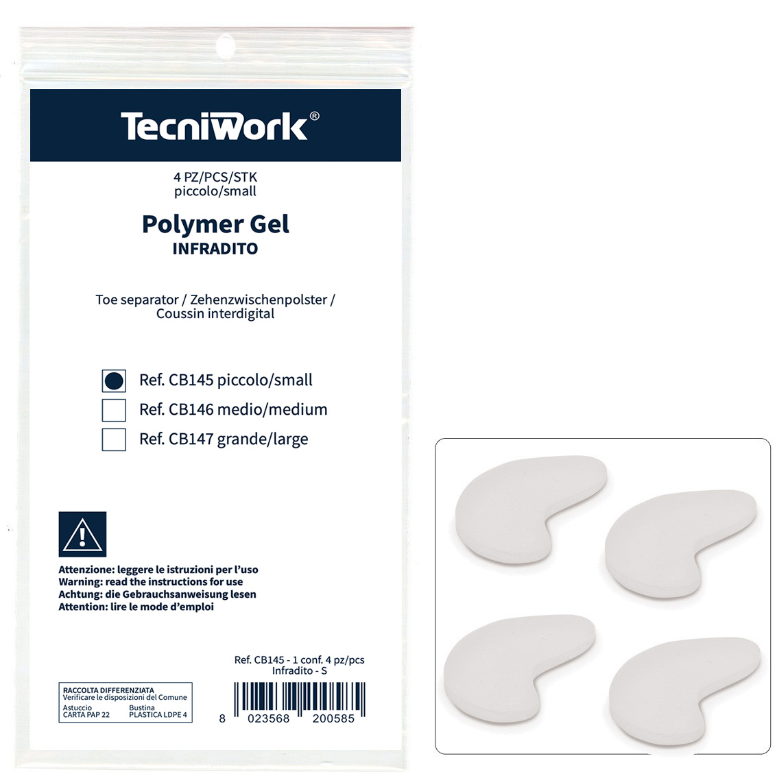 Infradito per dita dei piedi in Tecniwork Polymer Gel trasparente