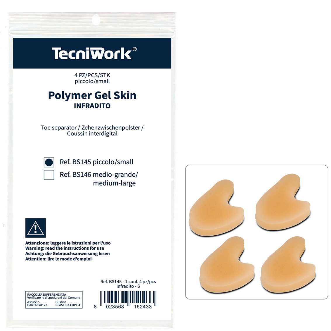 Tecniwork Polymer Gel séparateurs d'orteils couleur chair