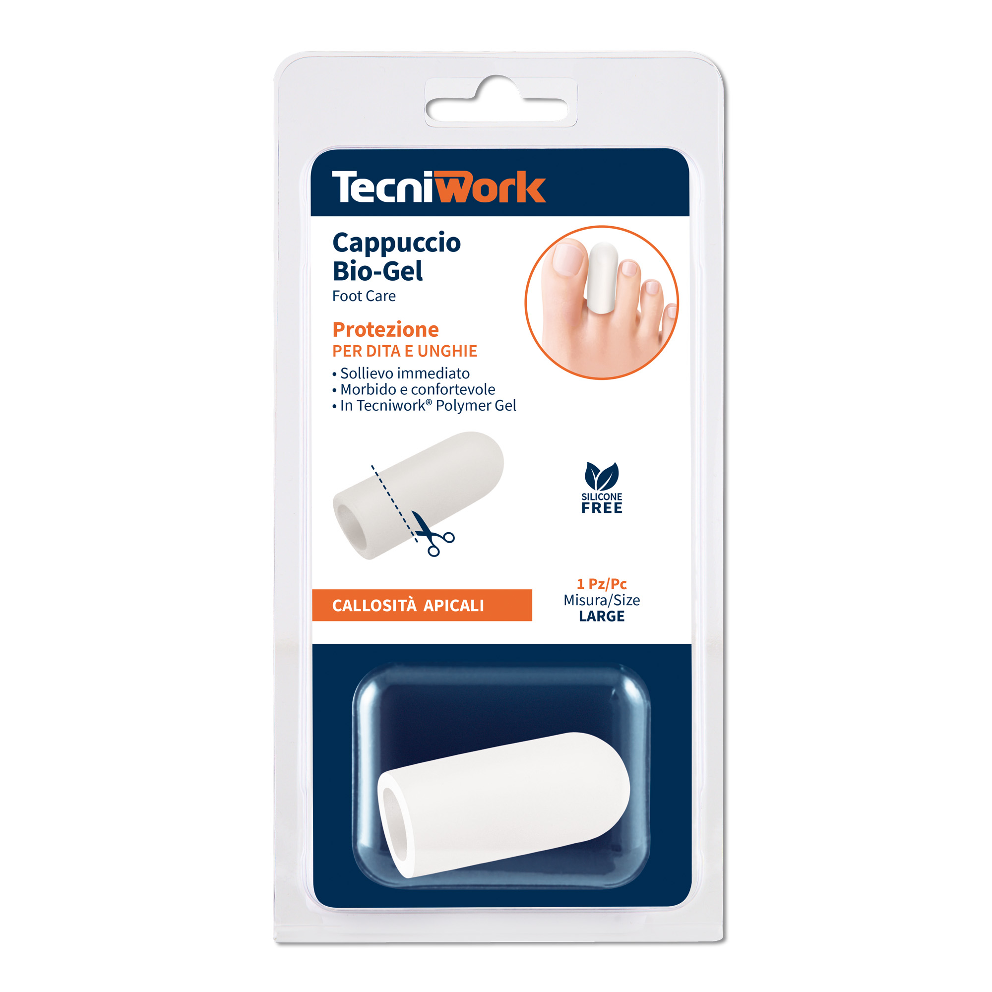 Bio-Gel toe protector made of transparent Tecniwork® Polymer Gel size Large 1 pc