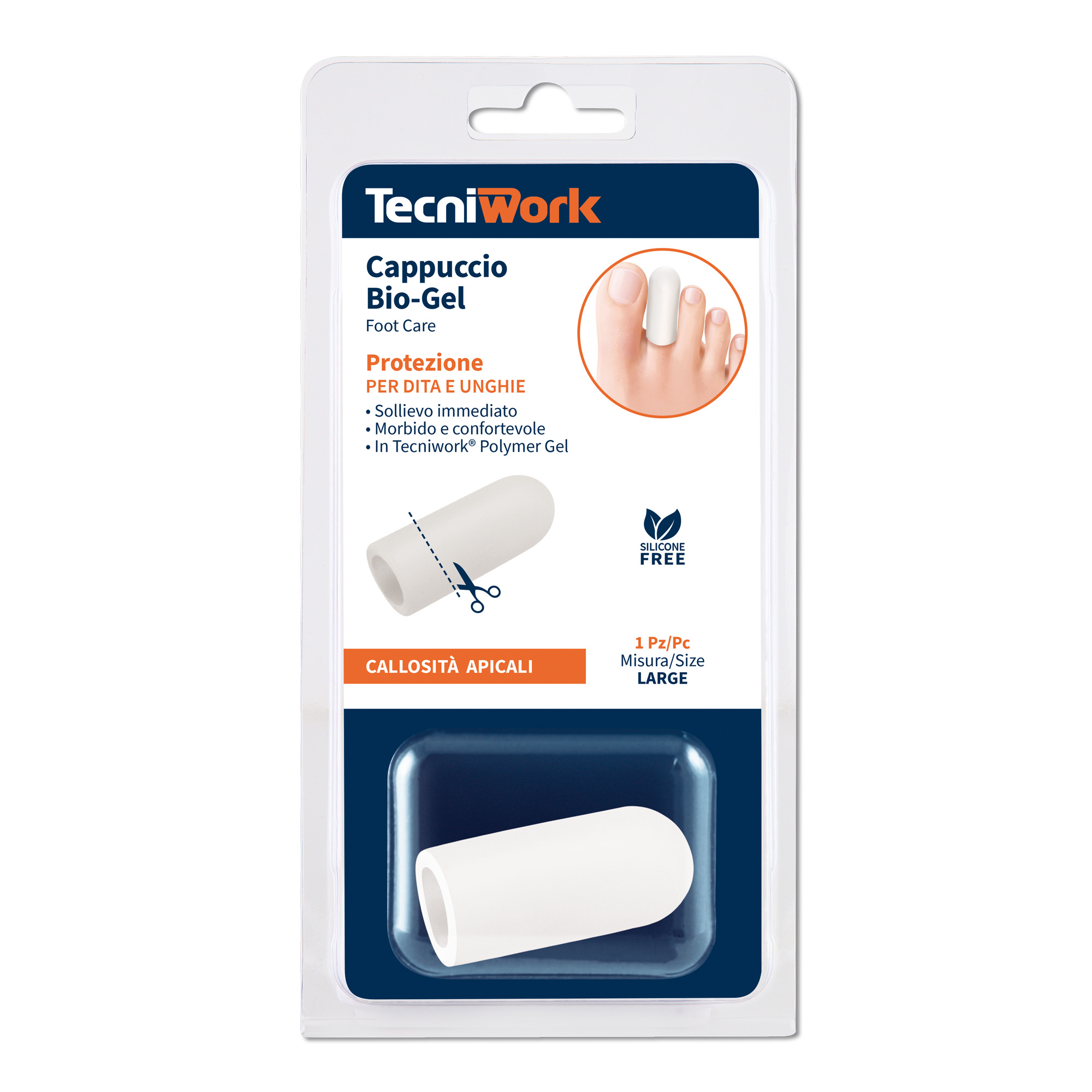 Protège-orteils Bio-Gel en Tecniwork® Polymer Gel transparent taille Large 1 pc