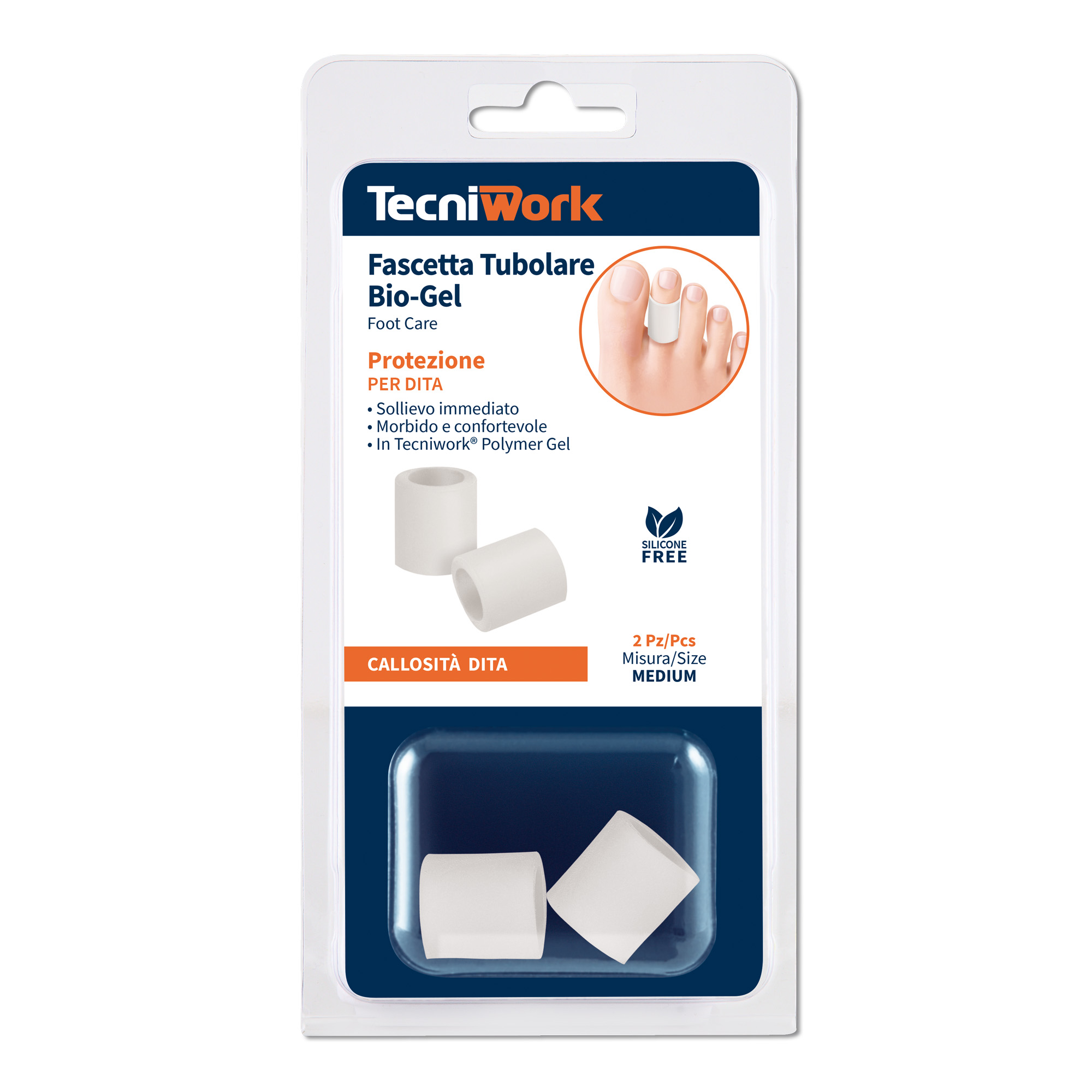 Tecniwork Polymer Gel Zehenring aus trasparentem Bio-Gel Größe Medium 2 Stück