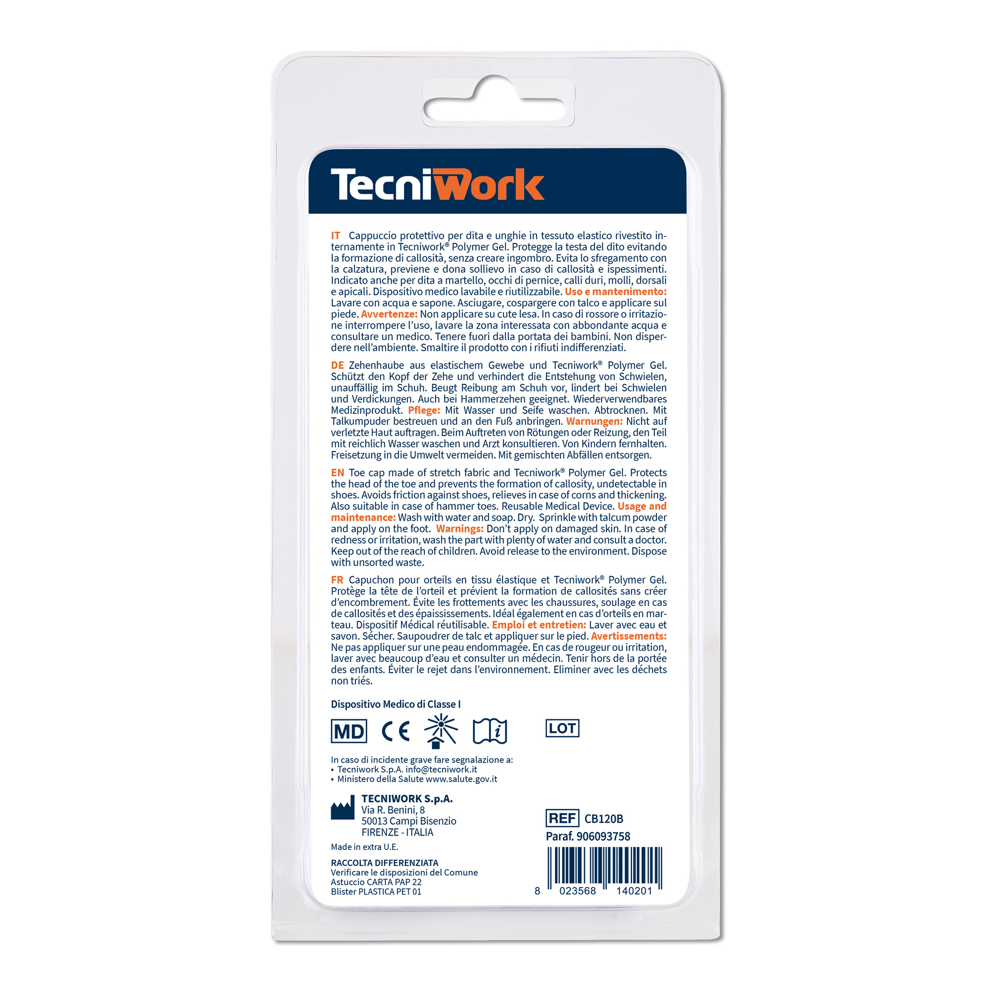 Tecniwork Polymer Gel toe cap in Bio-Gel and fabric