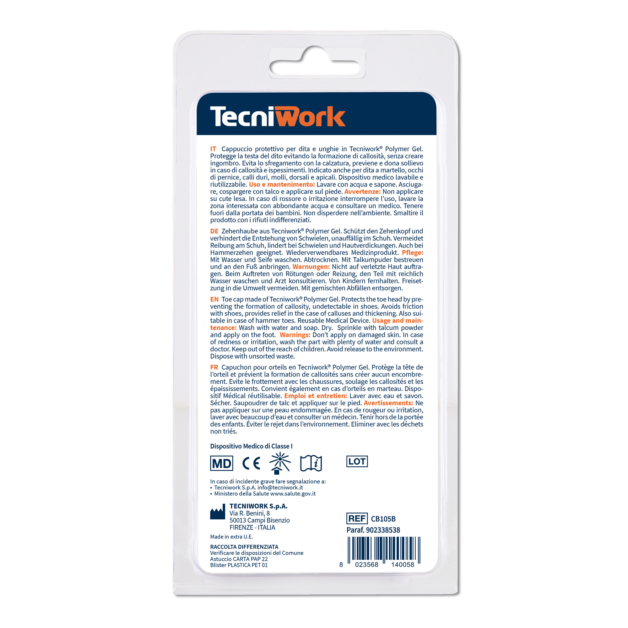 Protège-orteils Bio-Gel en Tecniwork® Polymer Gel transparent