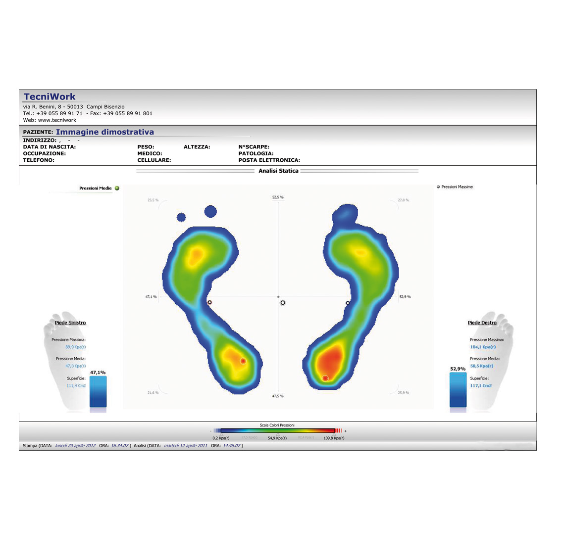 TecniScan Pro tragbare baropodometrische Fußdruckmessplatte