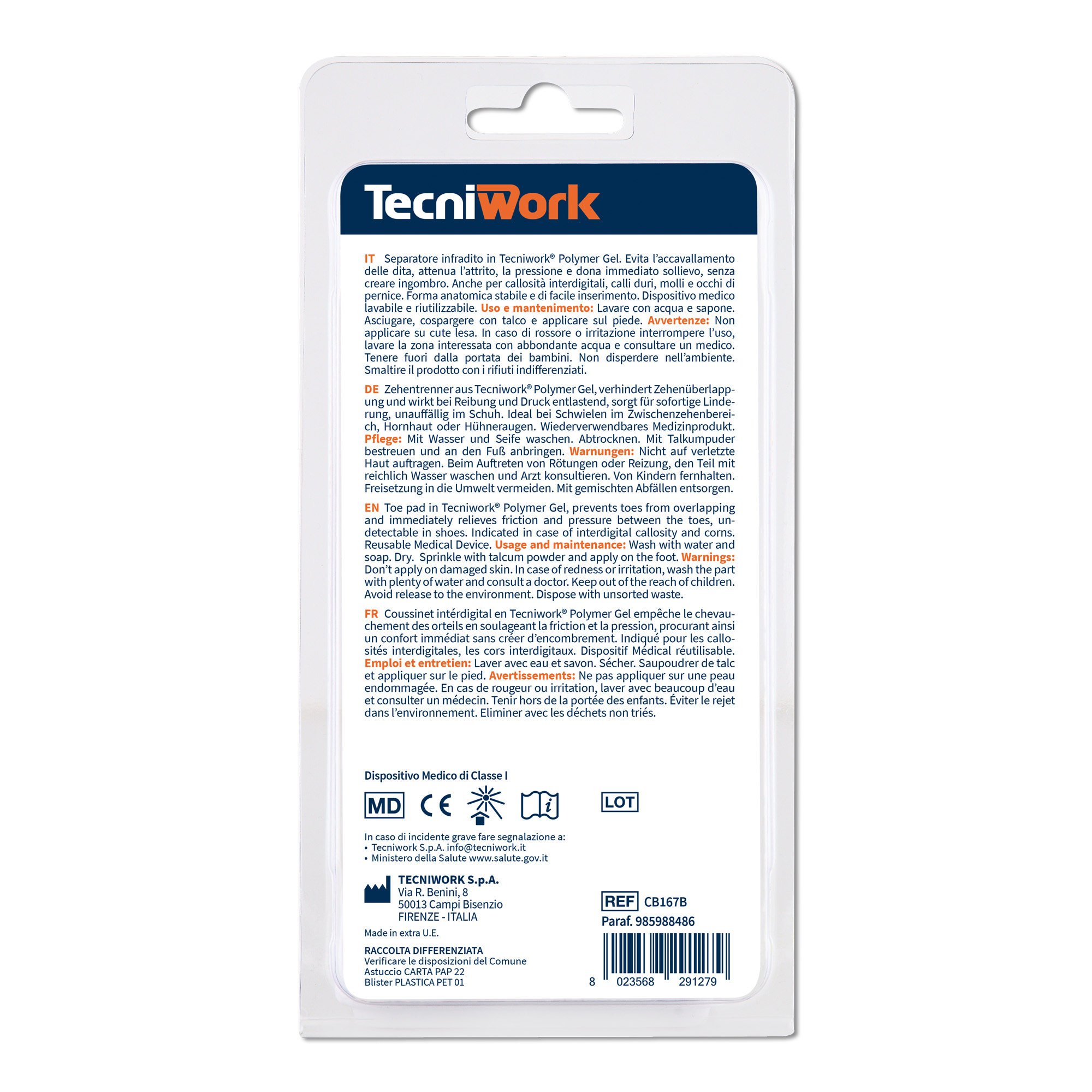 Bio-Gel Zehentrenner aus transparentem Tecniwork® Polymer Gel