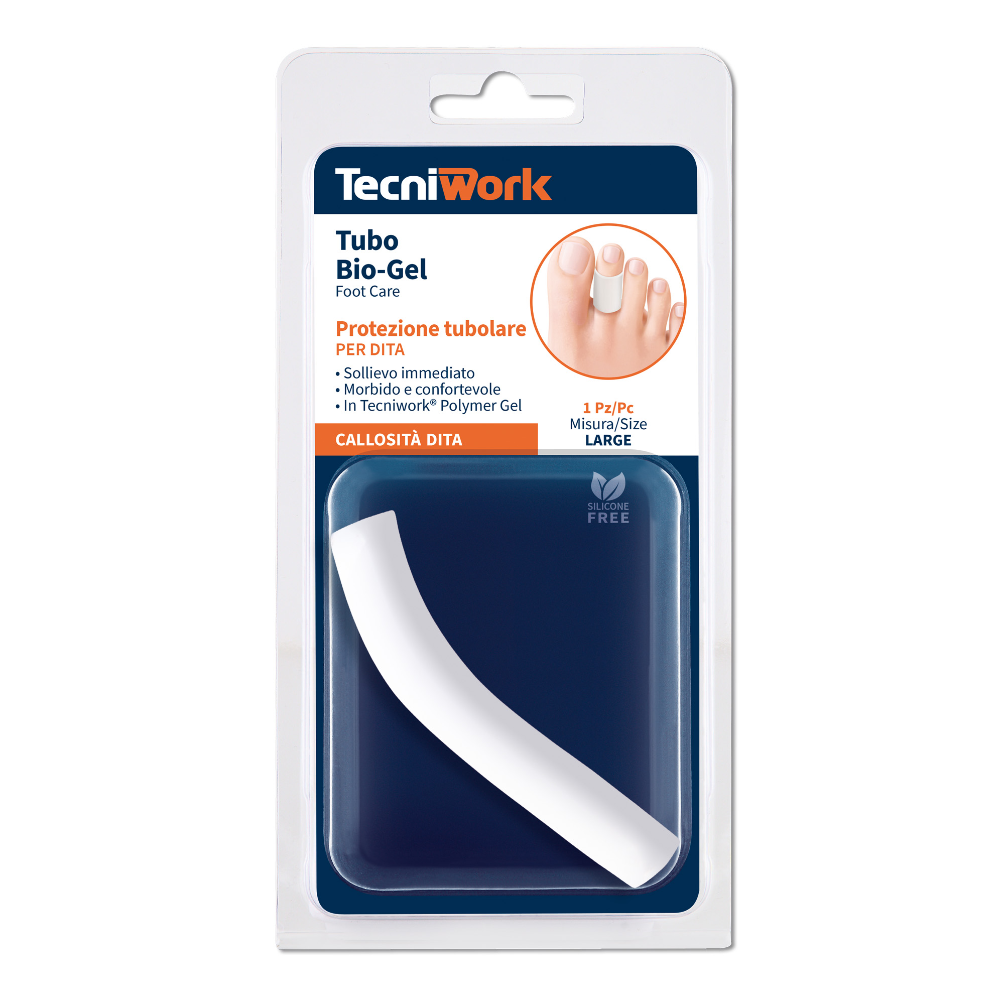 Tecniwork Polymer Gel Zehenschlauch Bio-Gel transparent Größe Large 1 Stück