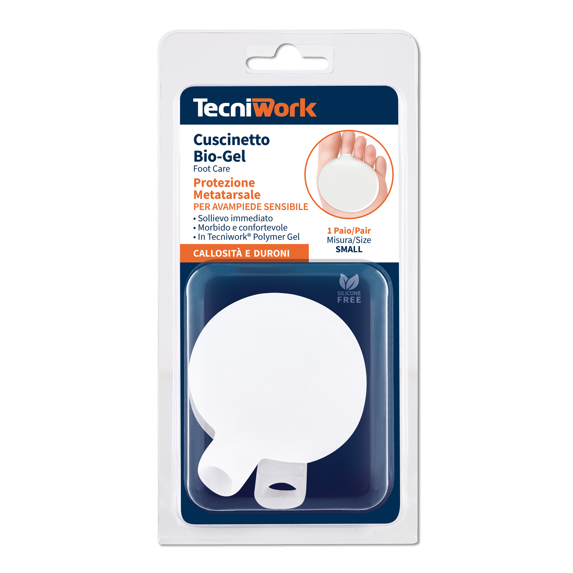 Coussinet métatarsiens en Tecniwork® Polymer Gel transparent taille Small 1 paire