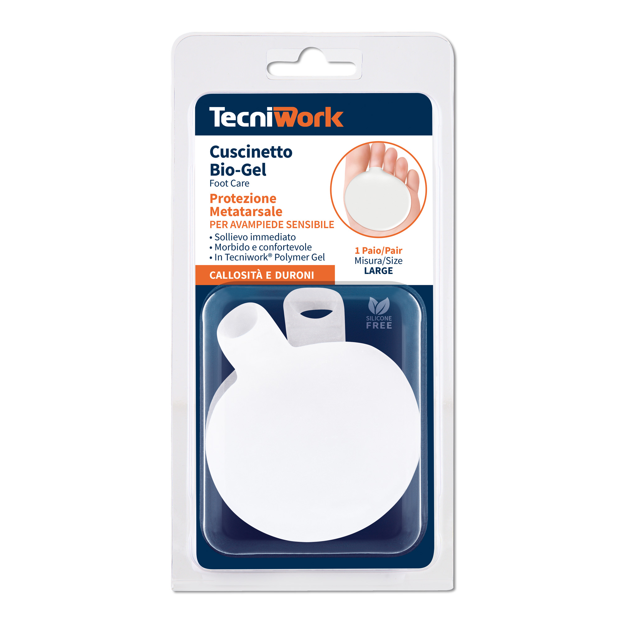 Tecniwork® Polymer Gel Mittelfußkissen transparent Größe Large 1 Paar
