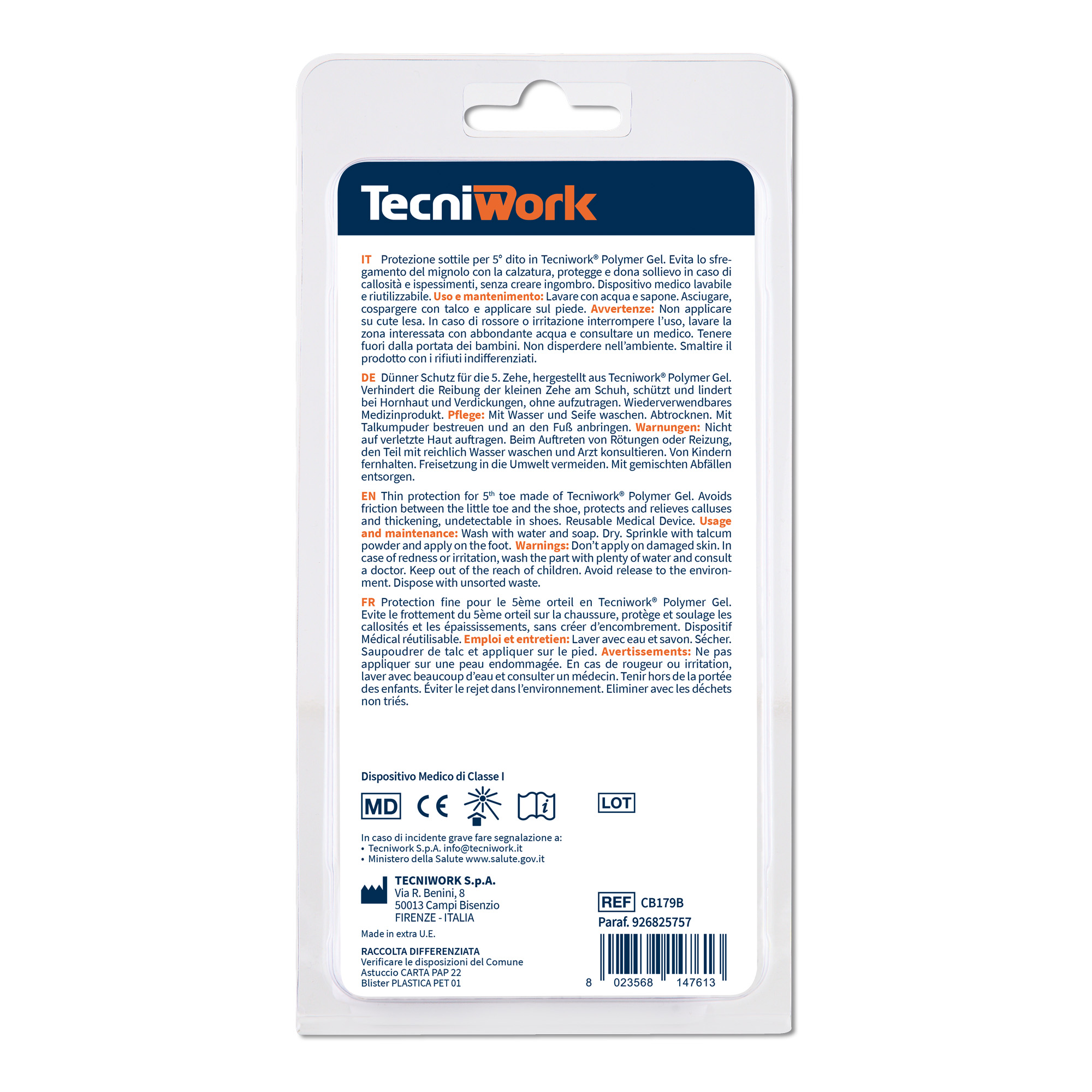 Petit orteil protection fine Bio-Gel en Tecniwork® Polymer Gel transparent