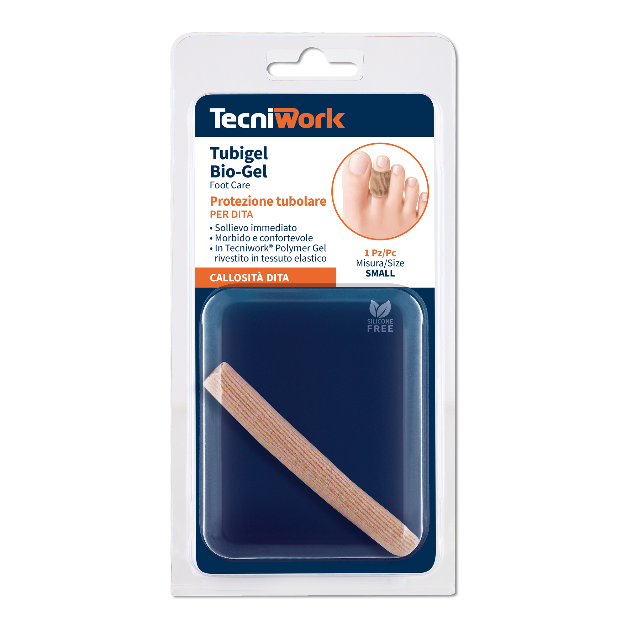 Tubular toe protector Bio-Gel in stretch fabric and Tecniwork® Polymer Gel