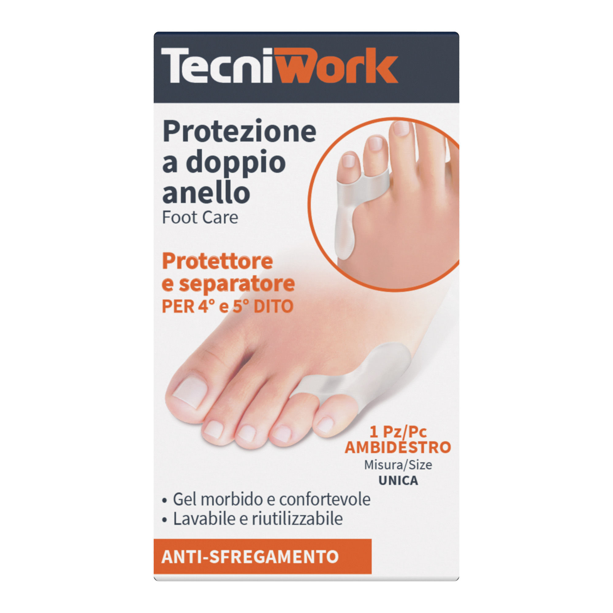 Protector and separator for 4th and 5th toe with double ring made of transparent gel 1 pc