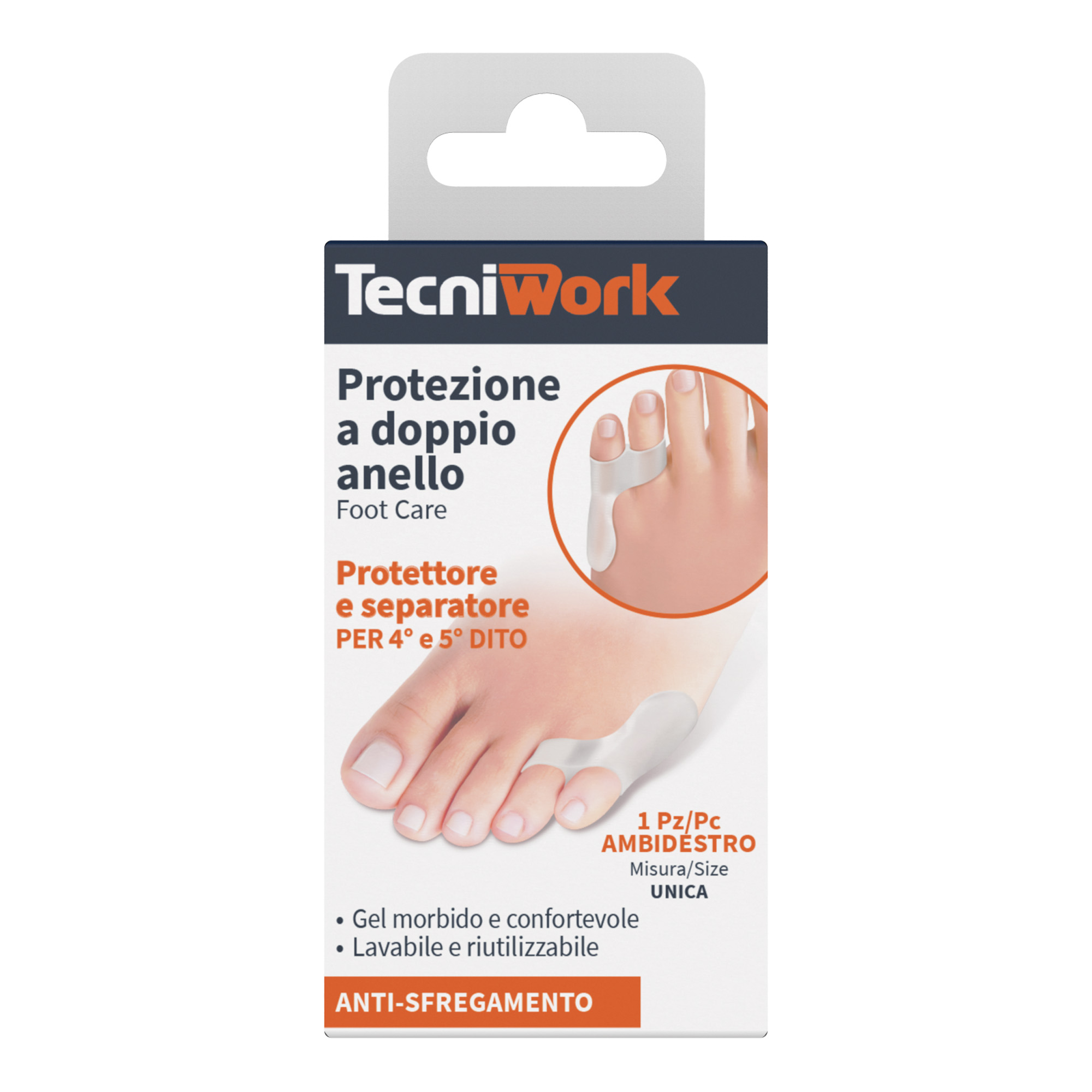 Protector and separator for 4th and 5th toe with double ring made of transparent gel 1 pc