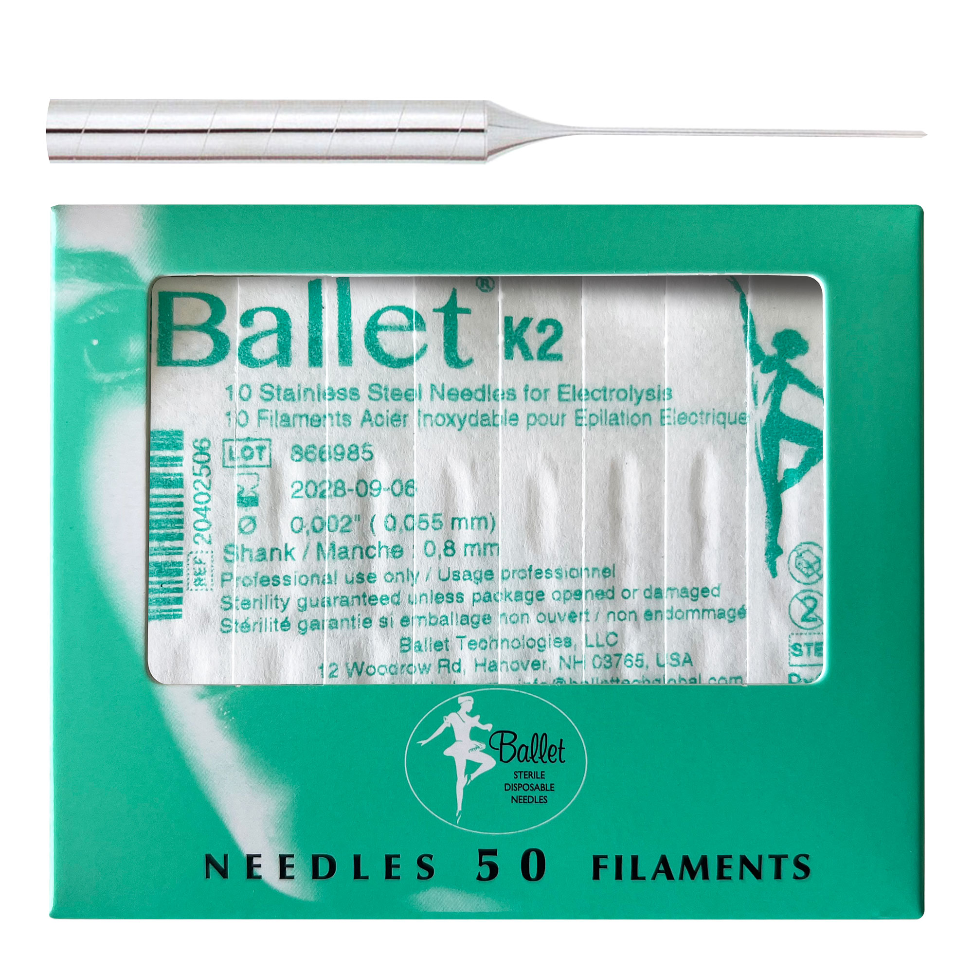 Ballet stainless steel needles for electric hair removal disposable and sterile