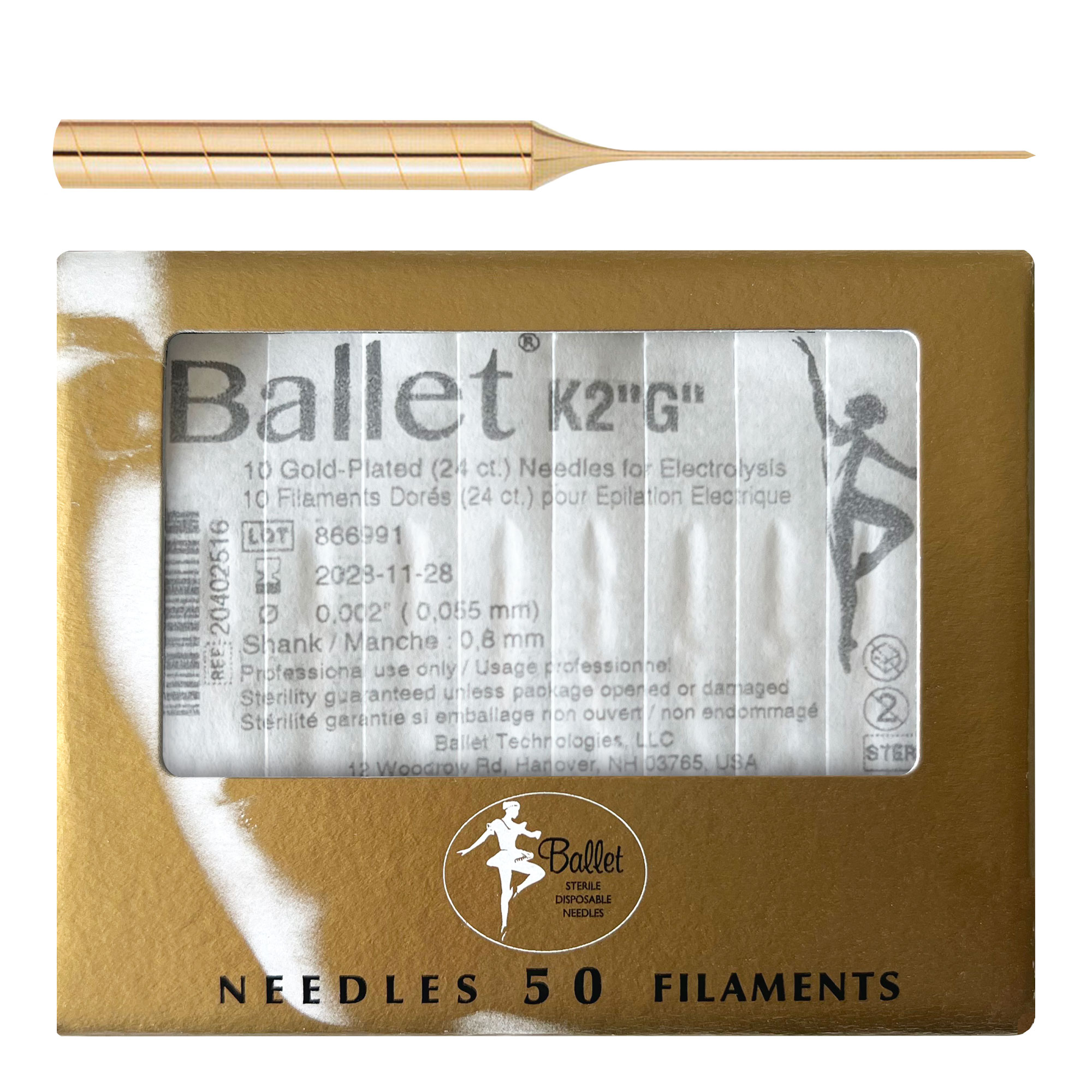 Ballet Gold epilation needles, disposable and sterile