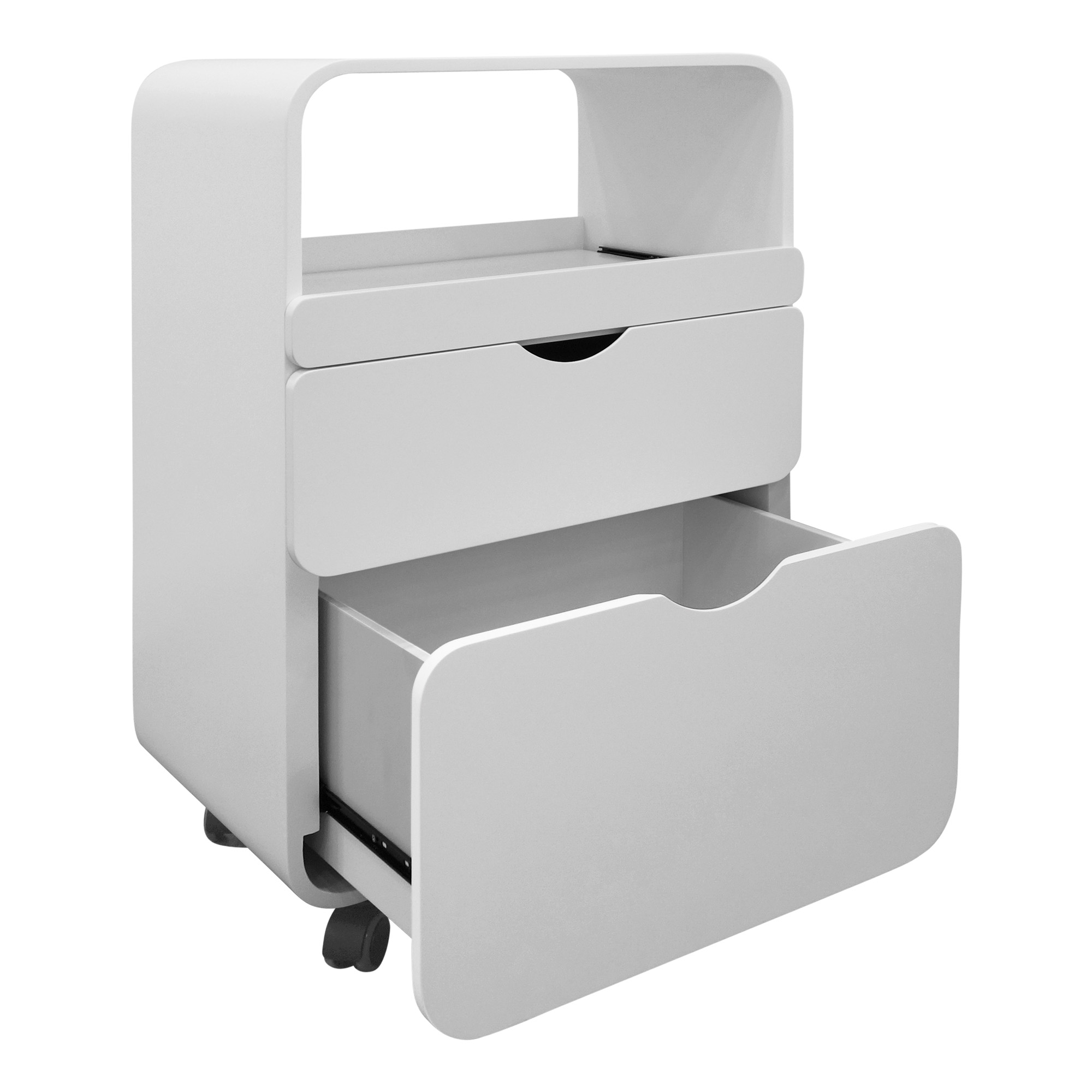 Professional furniture trolley Pull-out compartment and 2 drawers White