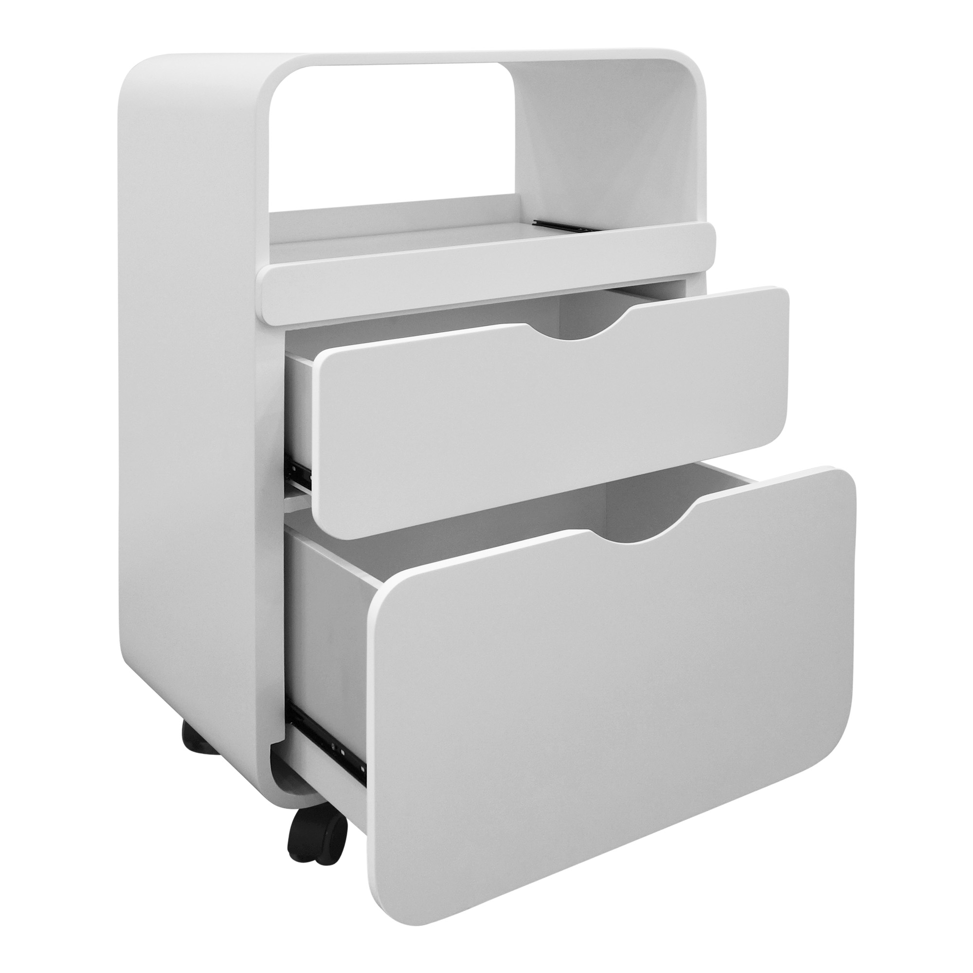 Professional furniture trolley Pull-out compartment and 2 drawers White