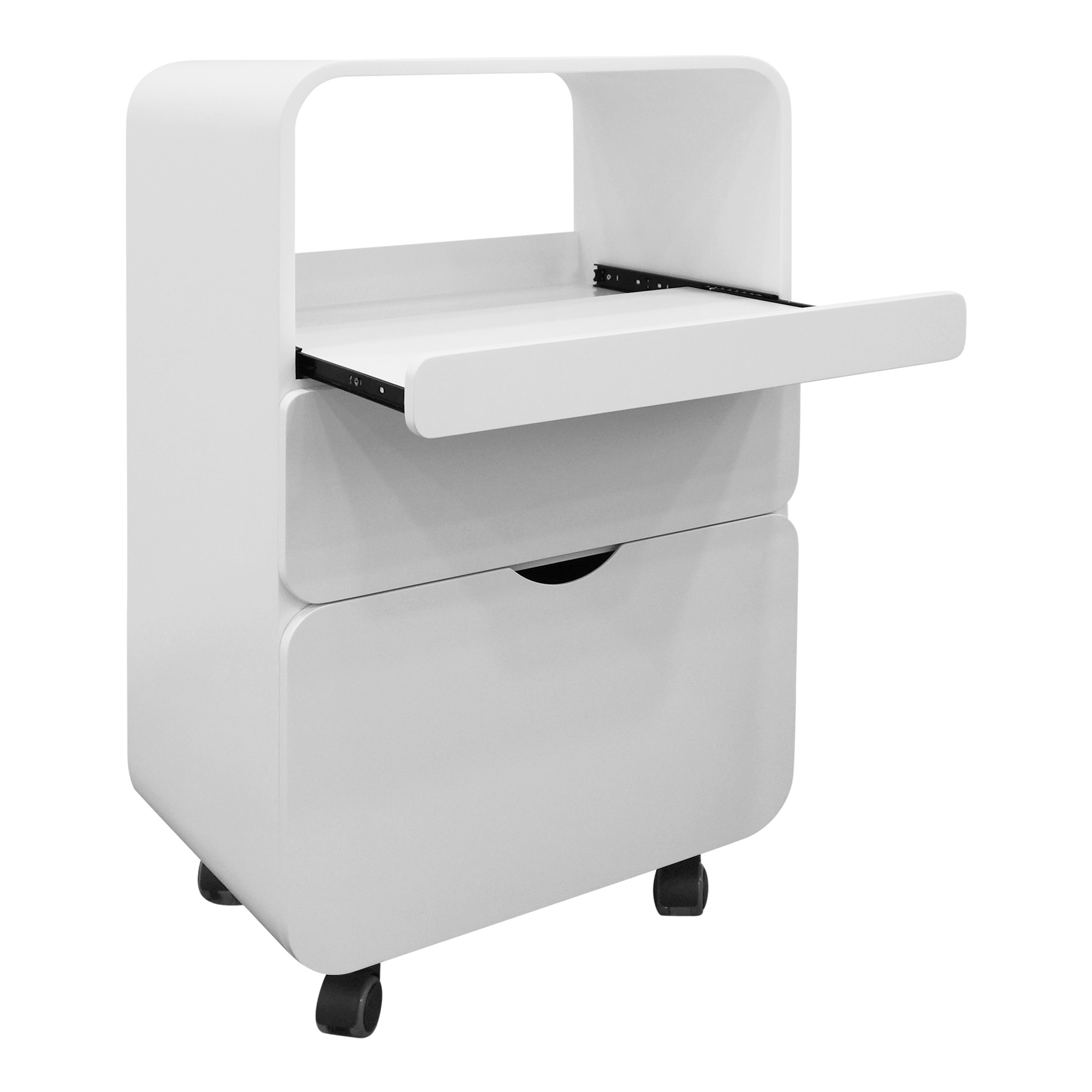 Professional furniture trolley Pull-out compartment and 2 drawers White