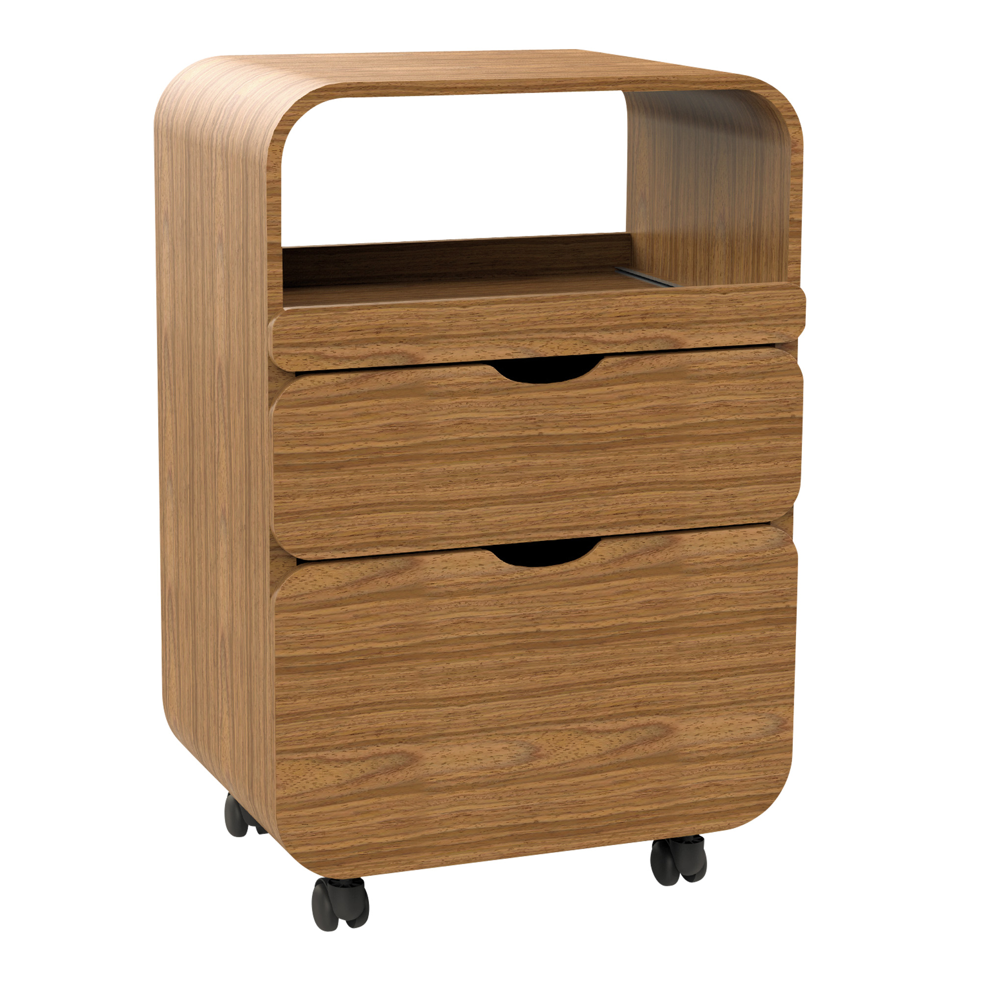 Professional trolley with pull-out compartment and 2 drawers wood-colour