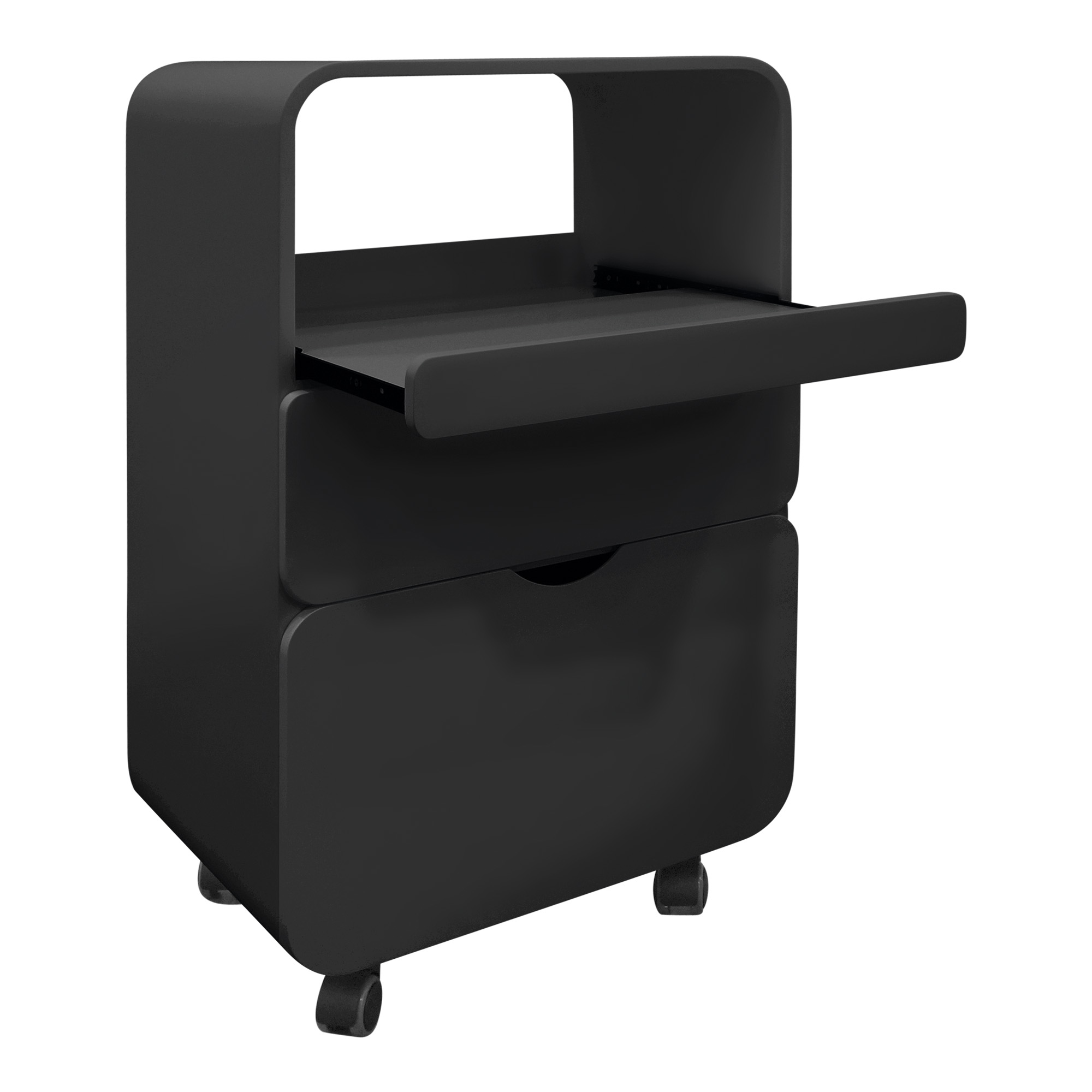 Professional furniture trolley pull-out compartment and 2 drawers black