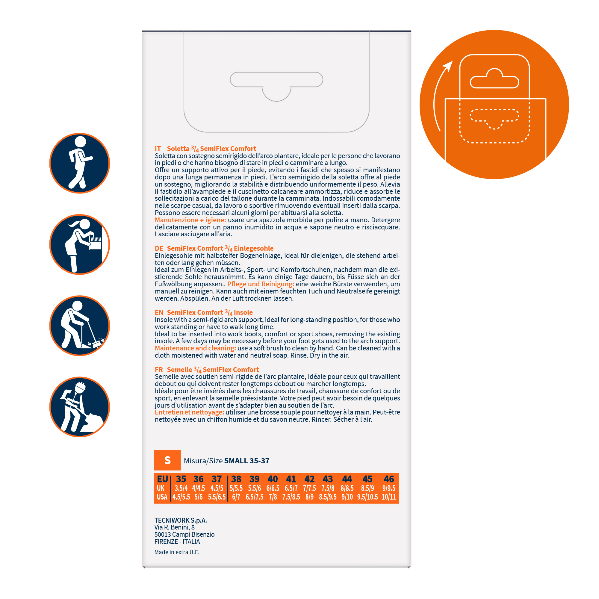 ¾ Semiflex insoles without insert