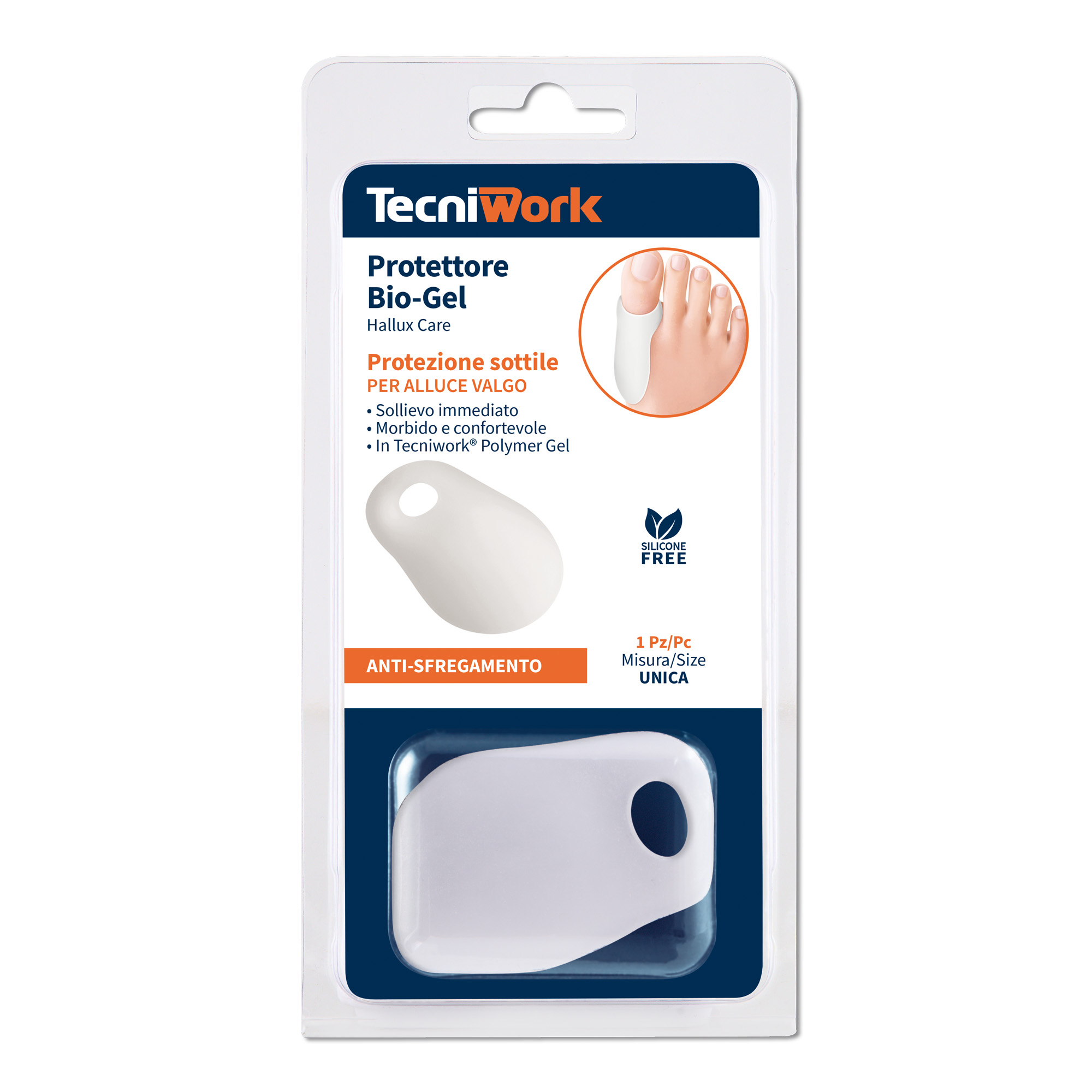 Protecteur d'orteils mince en Tecniwork®  Polymer Gel Bio-Gel transparent