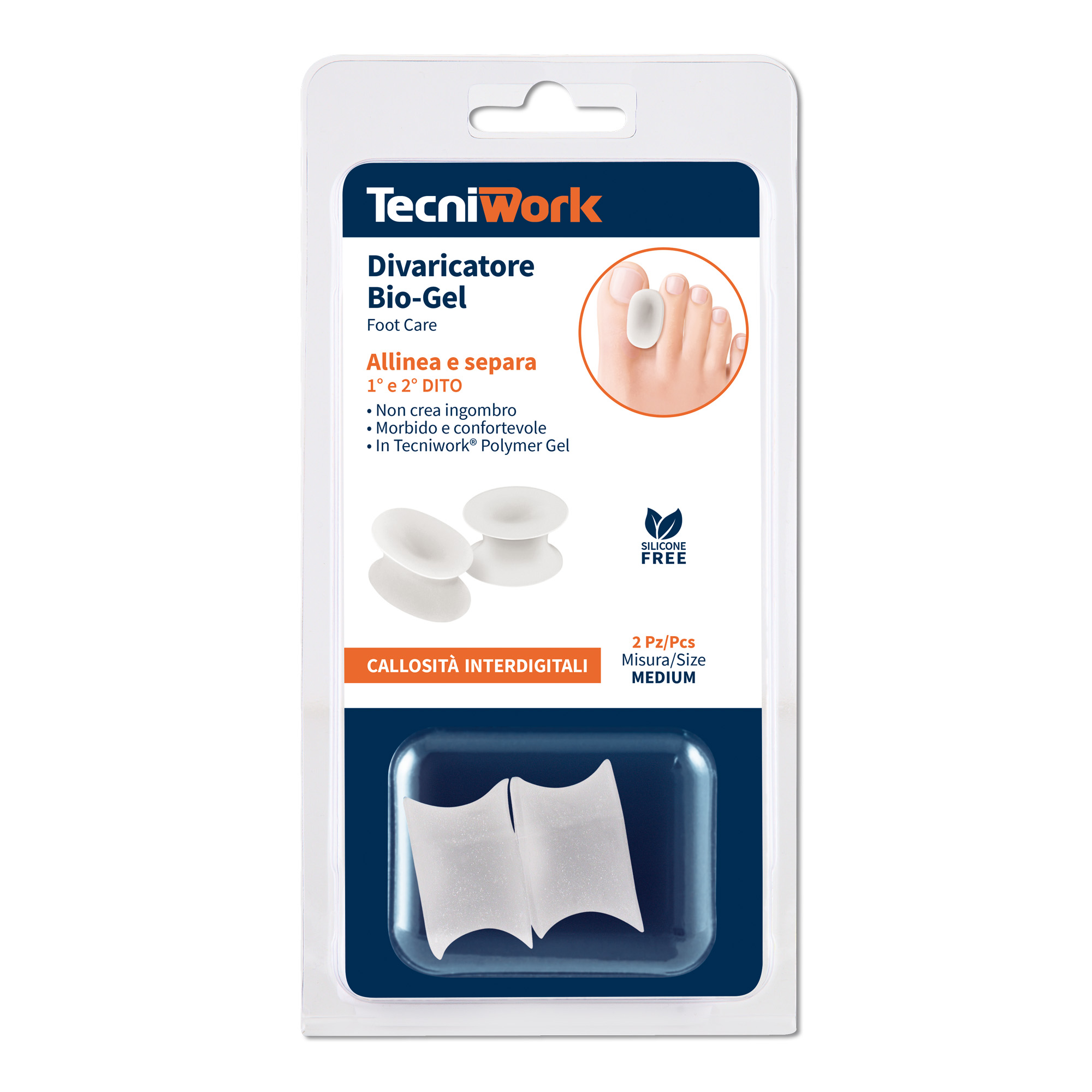 Écarteur pour orteils Bio-Gel en Tecniwork®  Polymer Gel transparent taille Medium 2 pcs