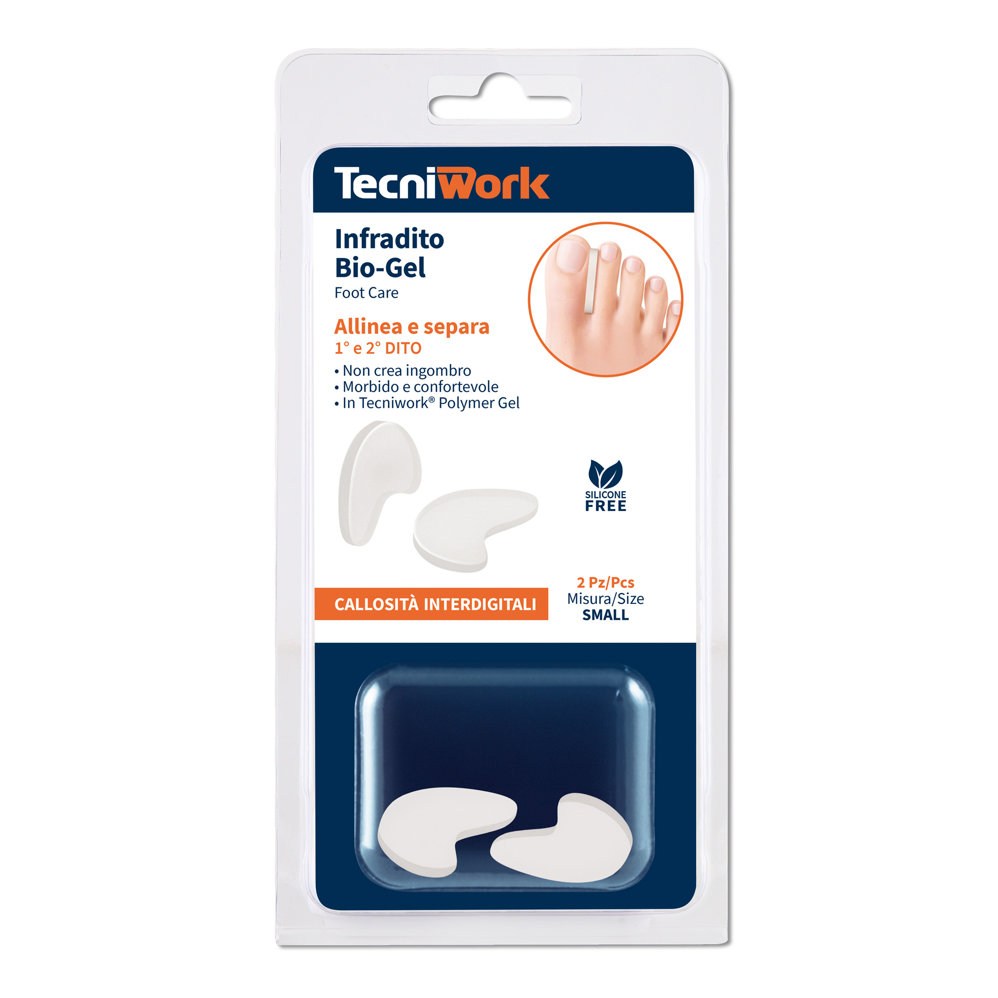 Tecniwork Polymer Gel Bio-Gel Zehen Zwischen-Polster transparent Größe Small 2 Stück