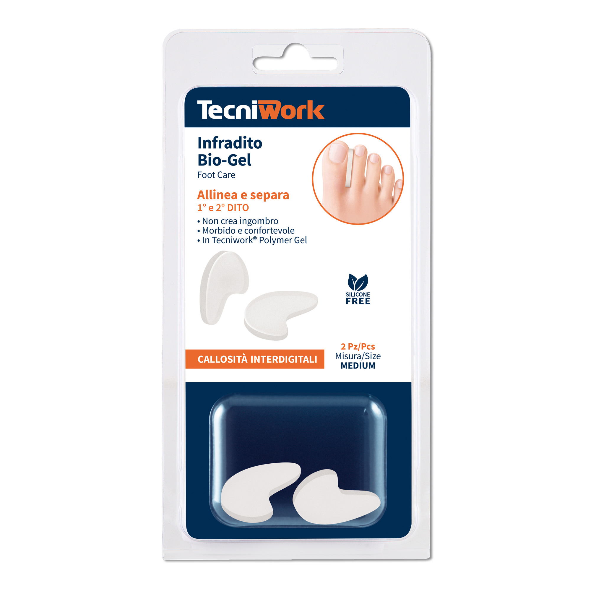 Tecniwork Polymer Gel Bio-Gel toe separators transparent size Medium 2 pcs