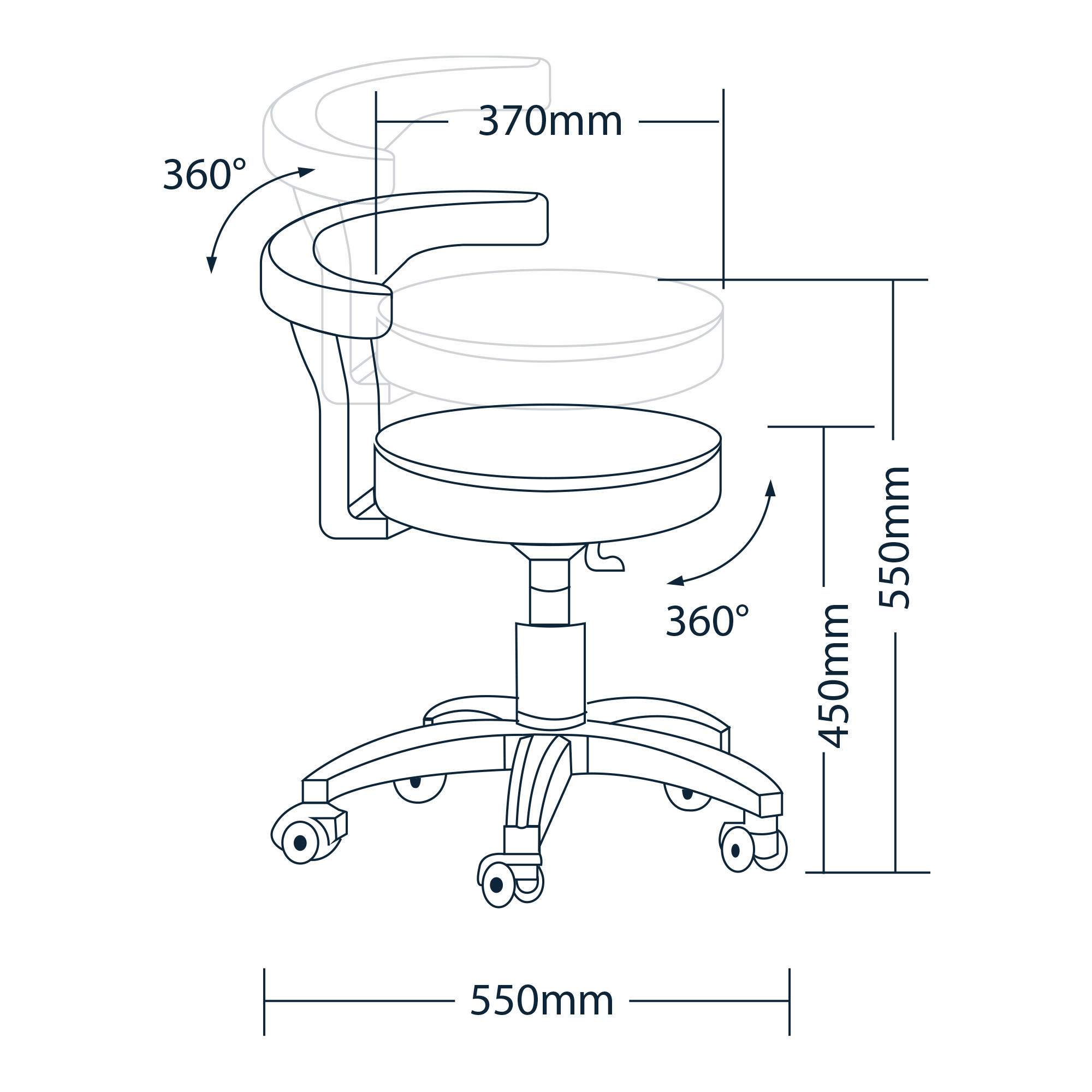 Orbit - Professioneller Stuhl mit drehbarer Rückenlehne