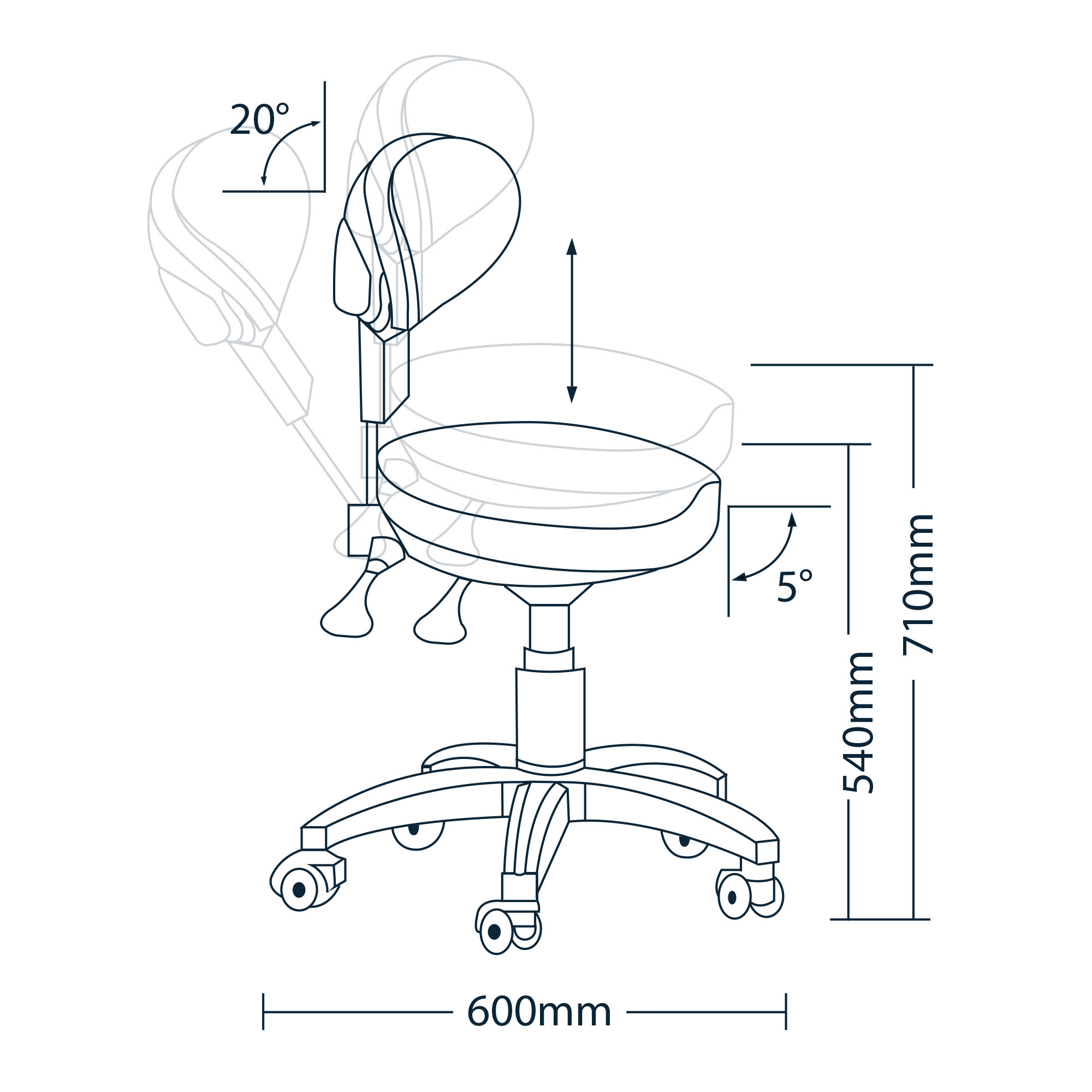 Moon - Professioneller Stuhl mit ergonomischem Sitz und Rückenlehne