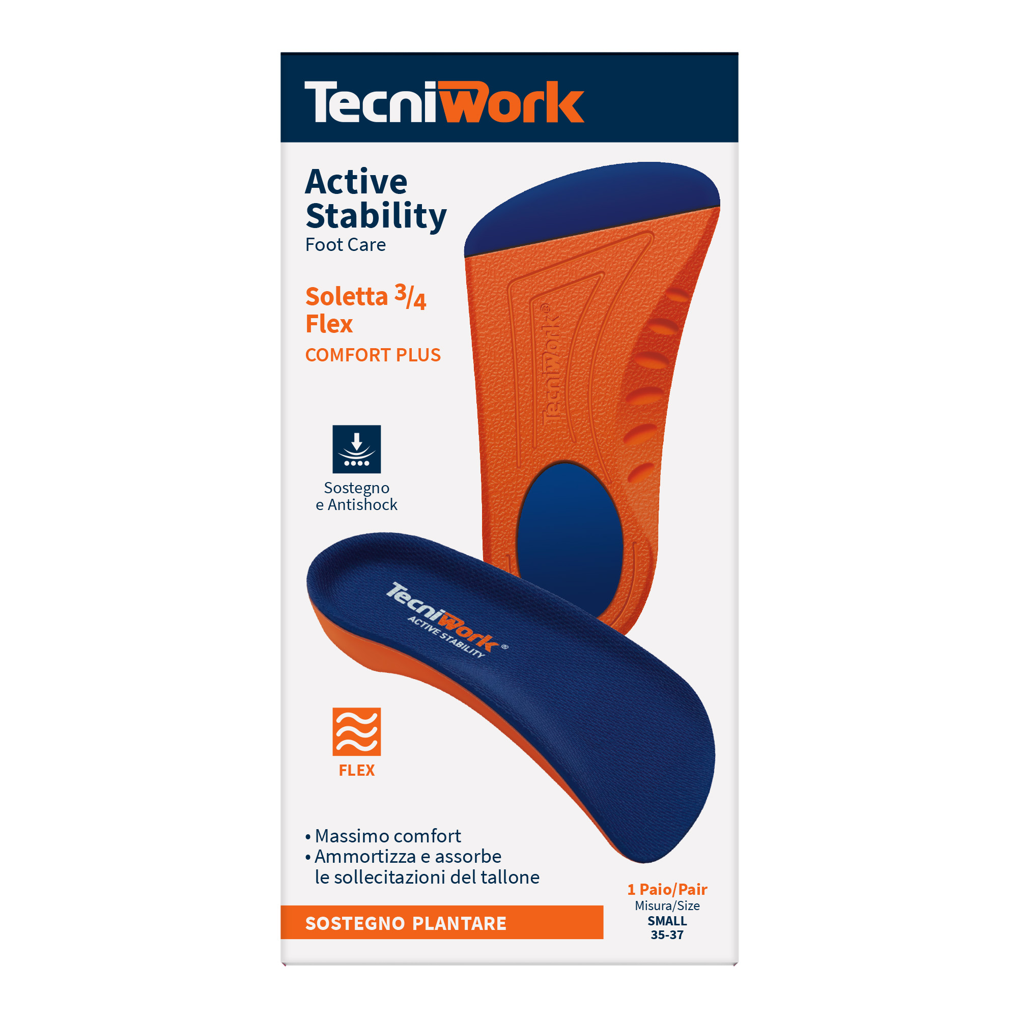 Insole ¾ Flex Comfort Plus Active Stability Small 1 pair