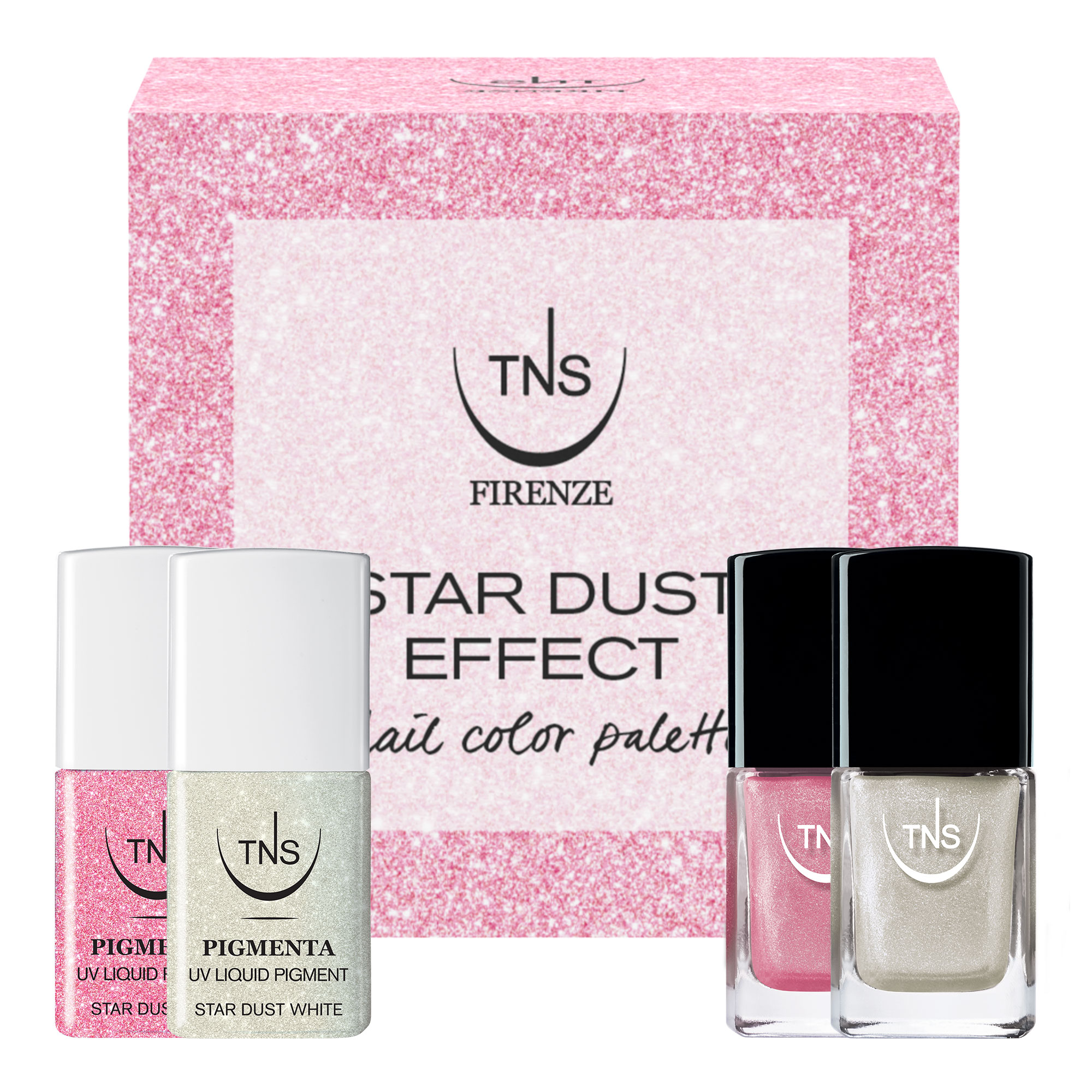 TNS Stardust Effect Kit Vernis à ongles pailletés et Pigmenta