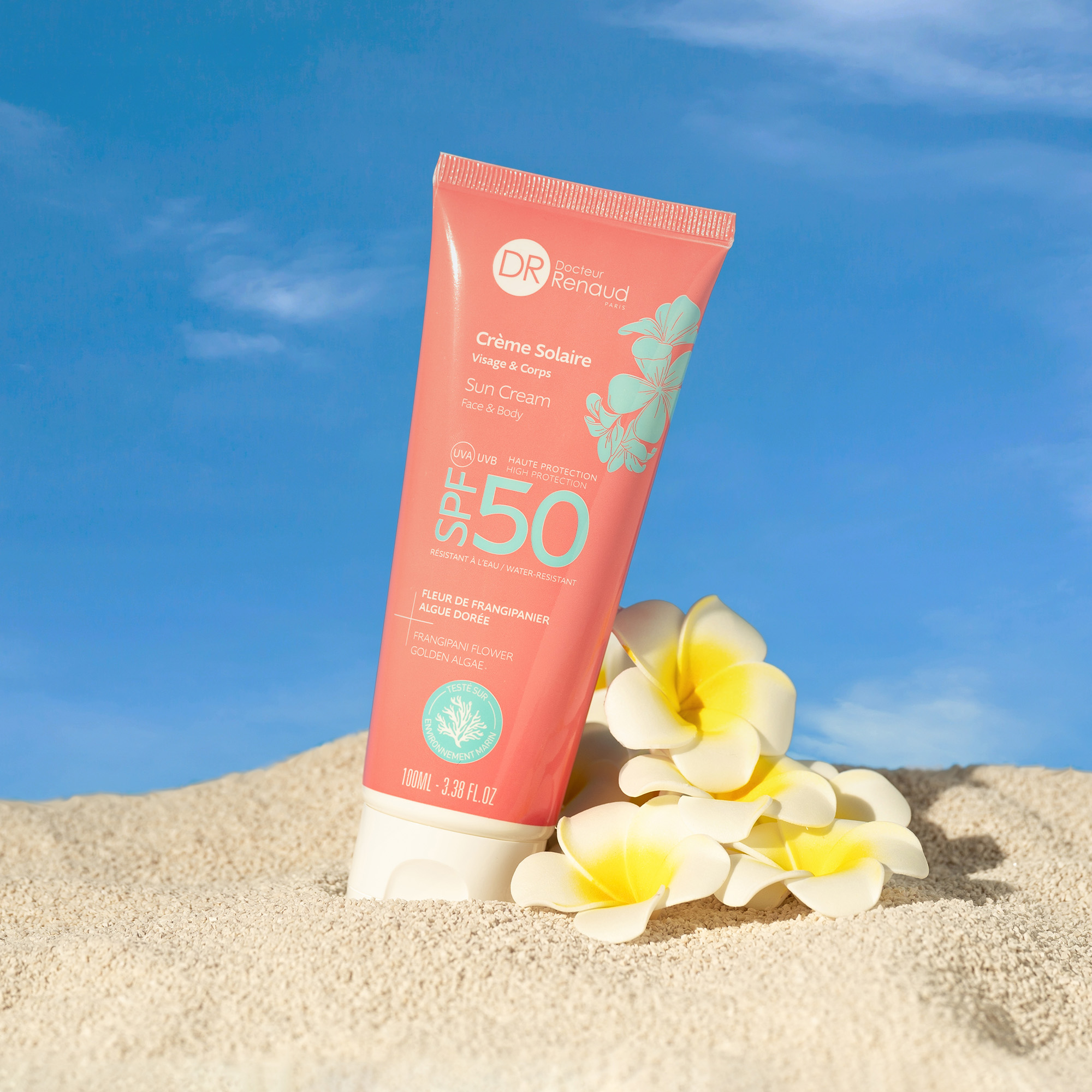 Crème solaire visage et corps SPF50 aux fleurs de frangipanier 100 ml