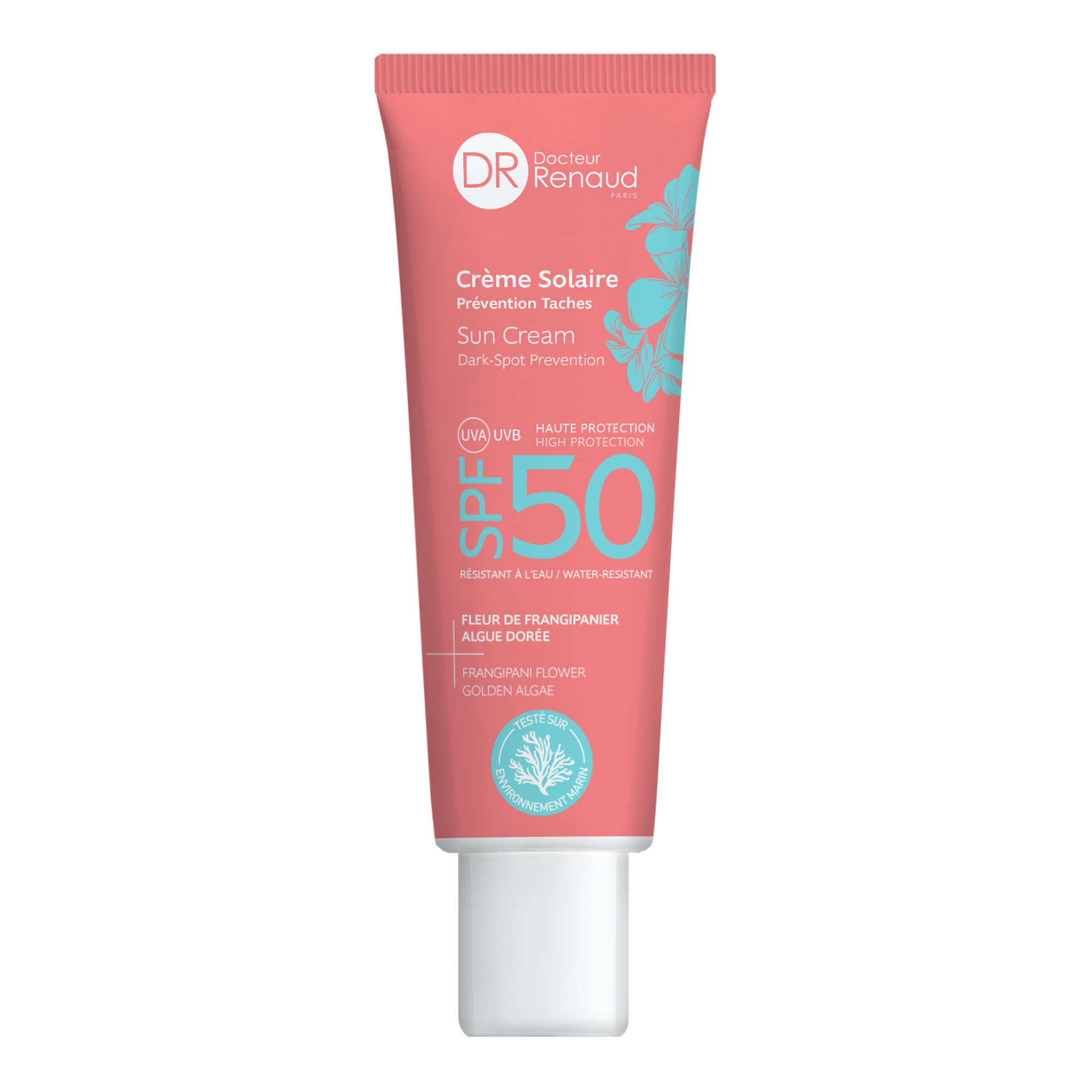 Crema solare viso anti-macchie SPF50 ai Fiori di Frangipane 50 ml