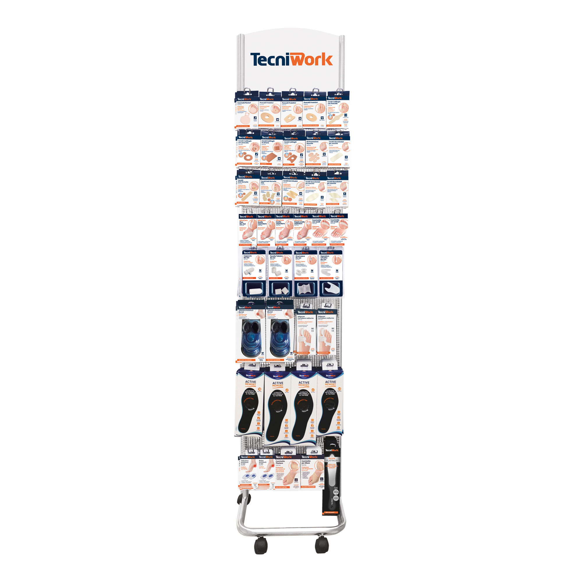 Tower display with protections, plasters and Memory insoles 198 pcs