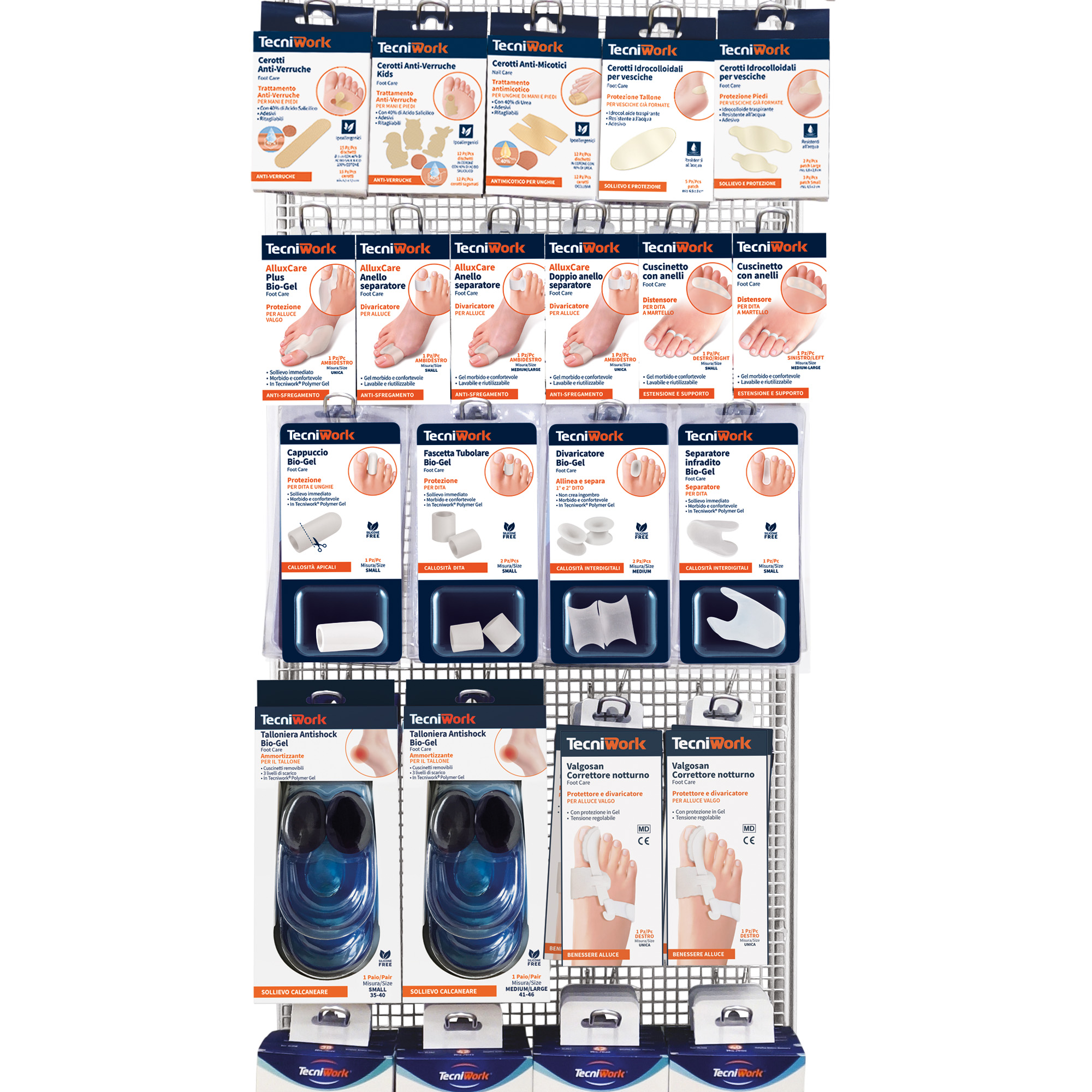 Tower display with protections, plasters and Memory insoles 198 pcs
