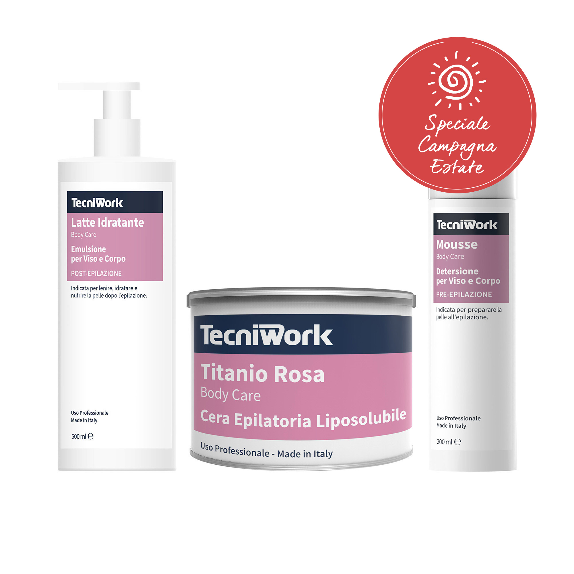 Promozione cera epilatoria al Biossido di Titanio Rosa Tecniwork in barattolo 50 pz