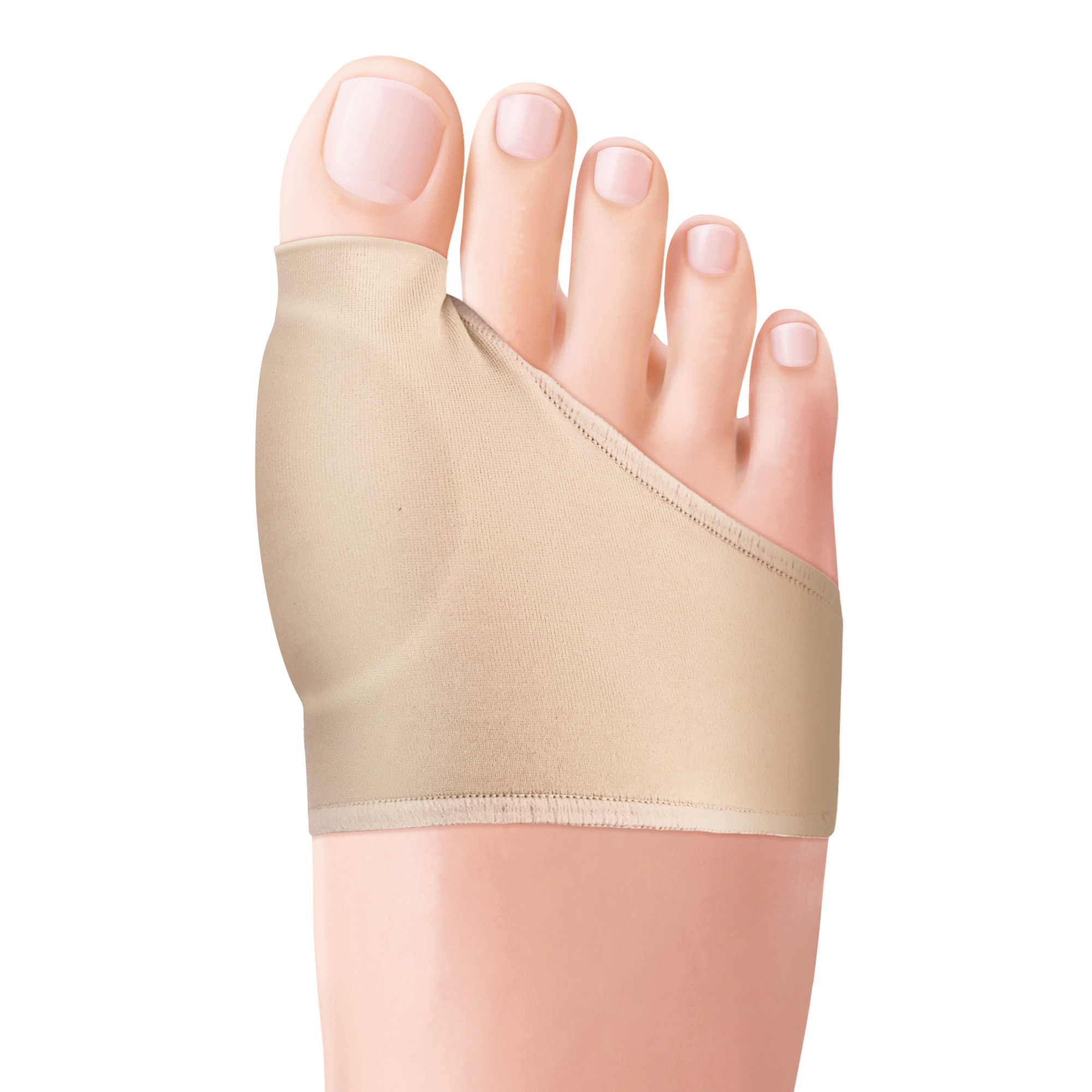 Almohadilla de bienestar para la protección del dedo gordo del pie con hallux valgus, de gel y tejido. Talla S/M. 1 unidad.