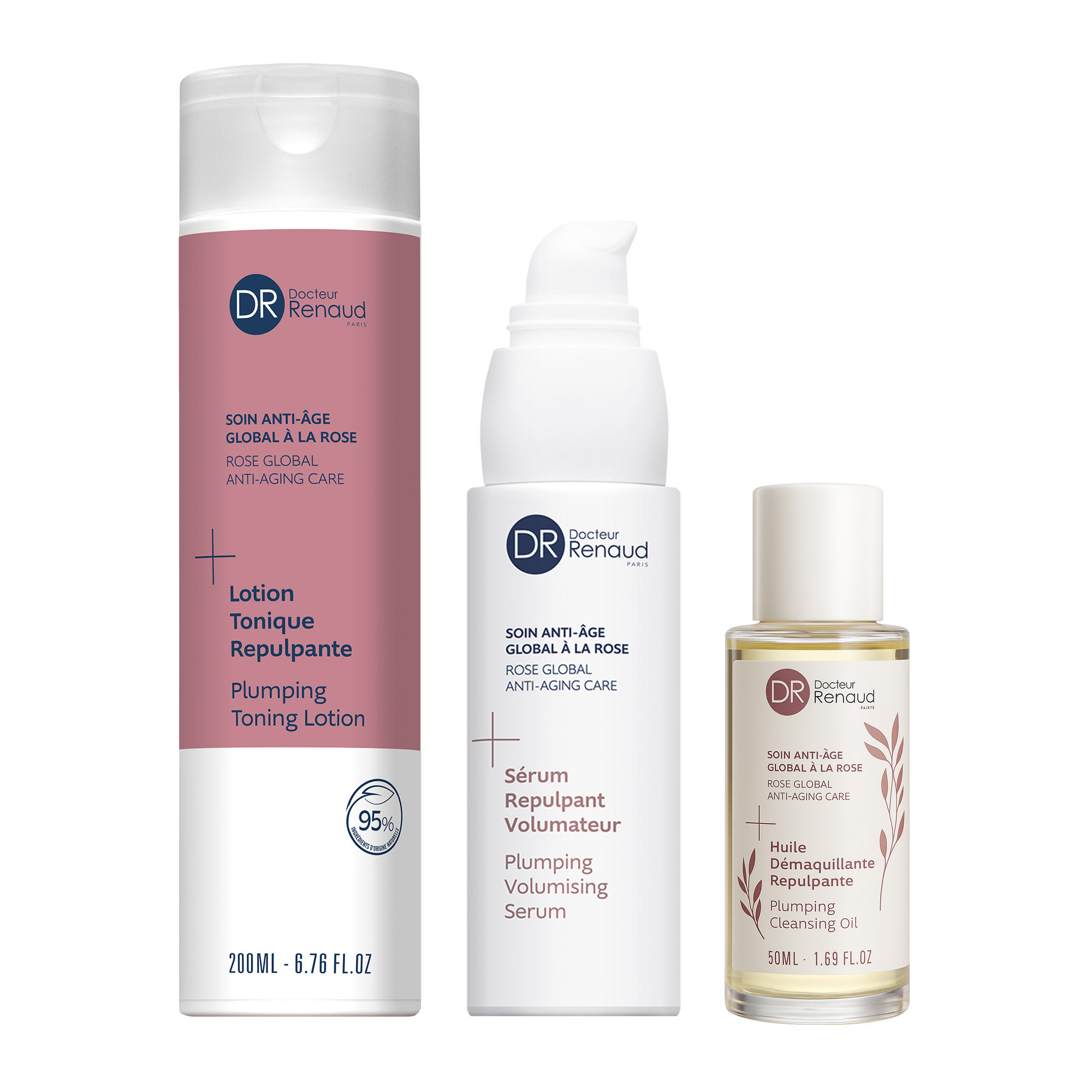 Sonderangebot für die Gesichtspflegeserie mit Rose: Gesichtswasser, Serum und Reinigungsöl