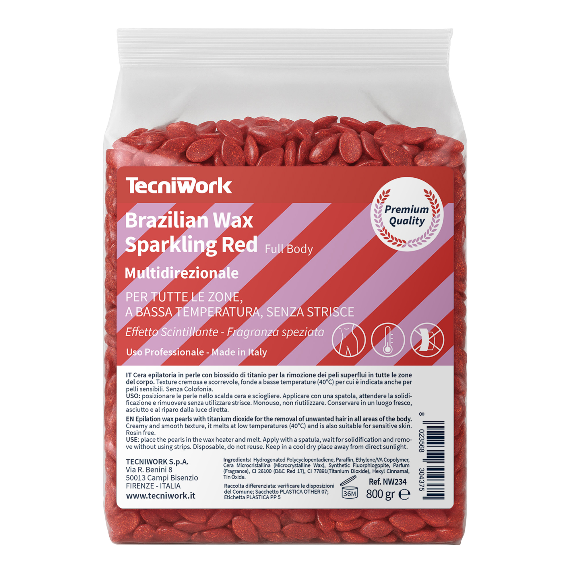 Brazilian Wax Sparkling Red Enthaarungswachs ohne Streifen 800 g 1 Stück