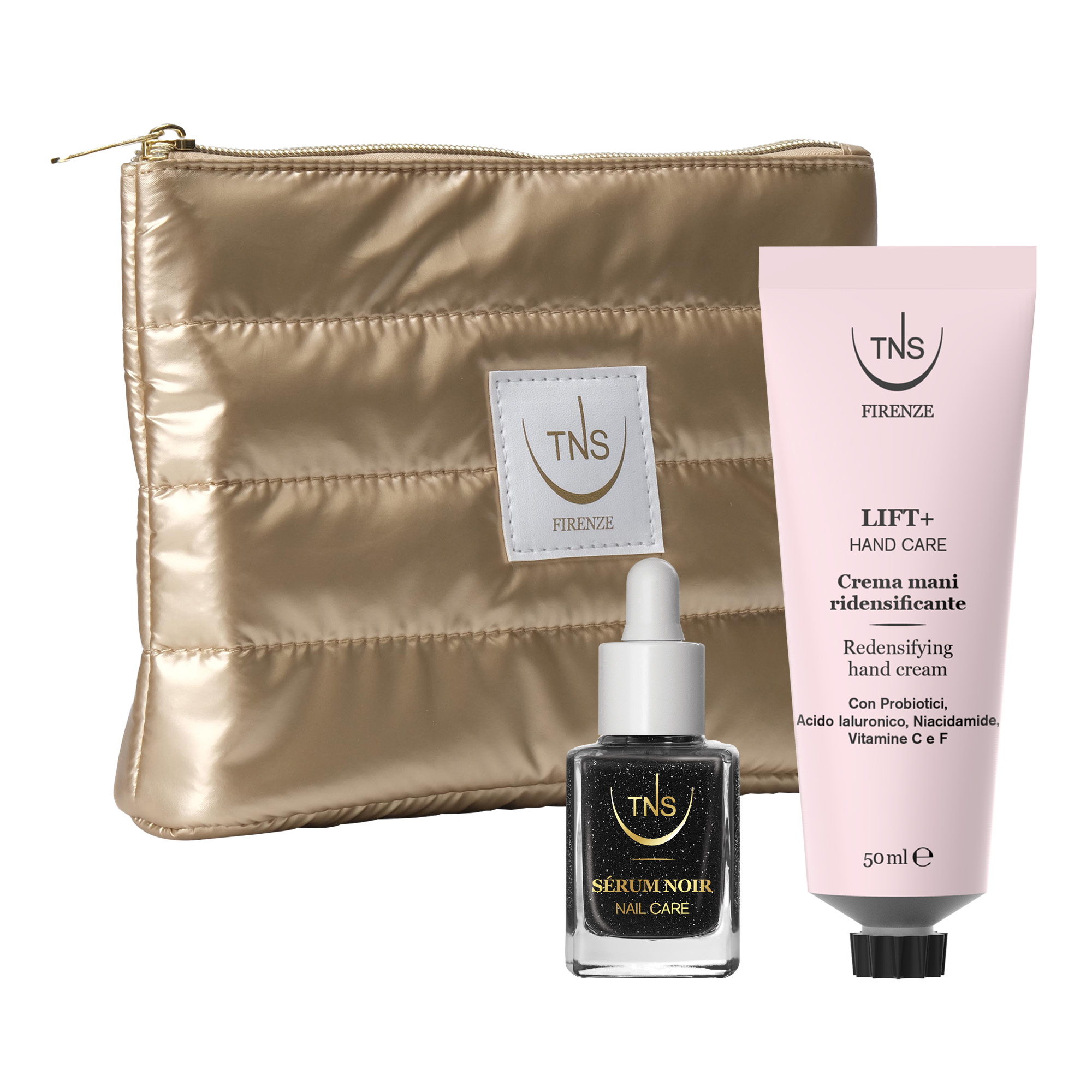 Pochette regalo Crema mani Lift+ e Elisir unghie e cuticole Sèrum Noir TNS