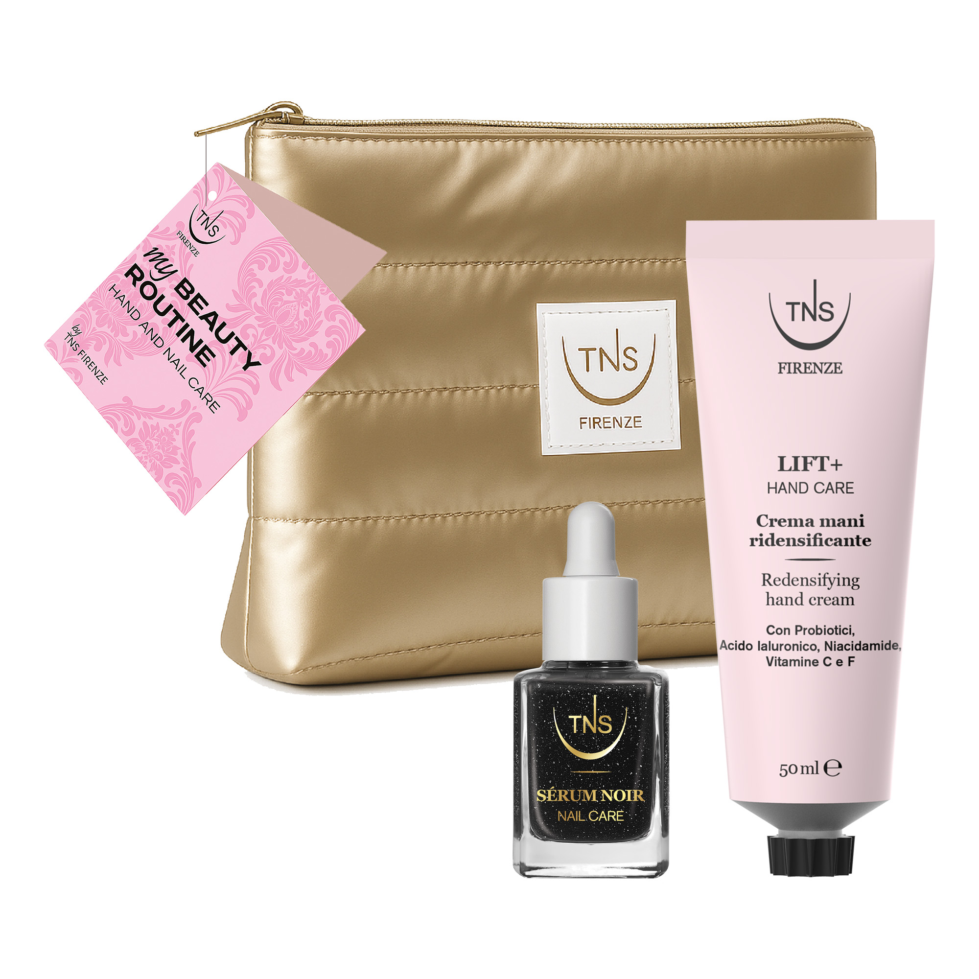 Gift set containing Lift+ Hand Cream and Sérum Noir TNS Nail and Cuticle Elixir