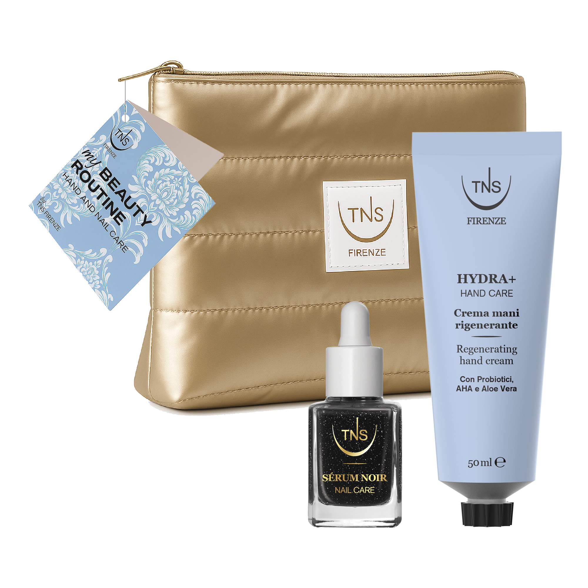 Gift set containing Hydra+ Hand Cream and Sérum Noir TNS Nail and Cuticle Elixir