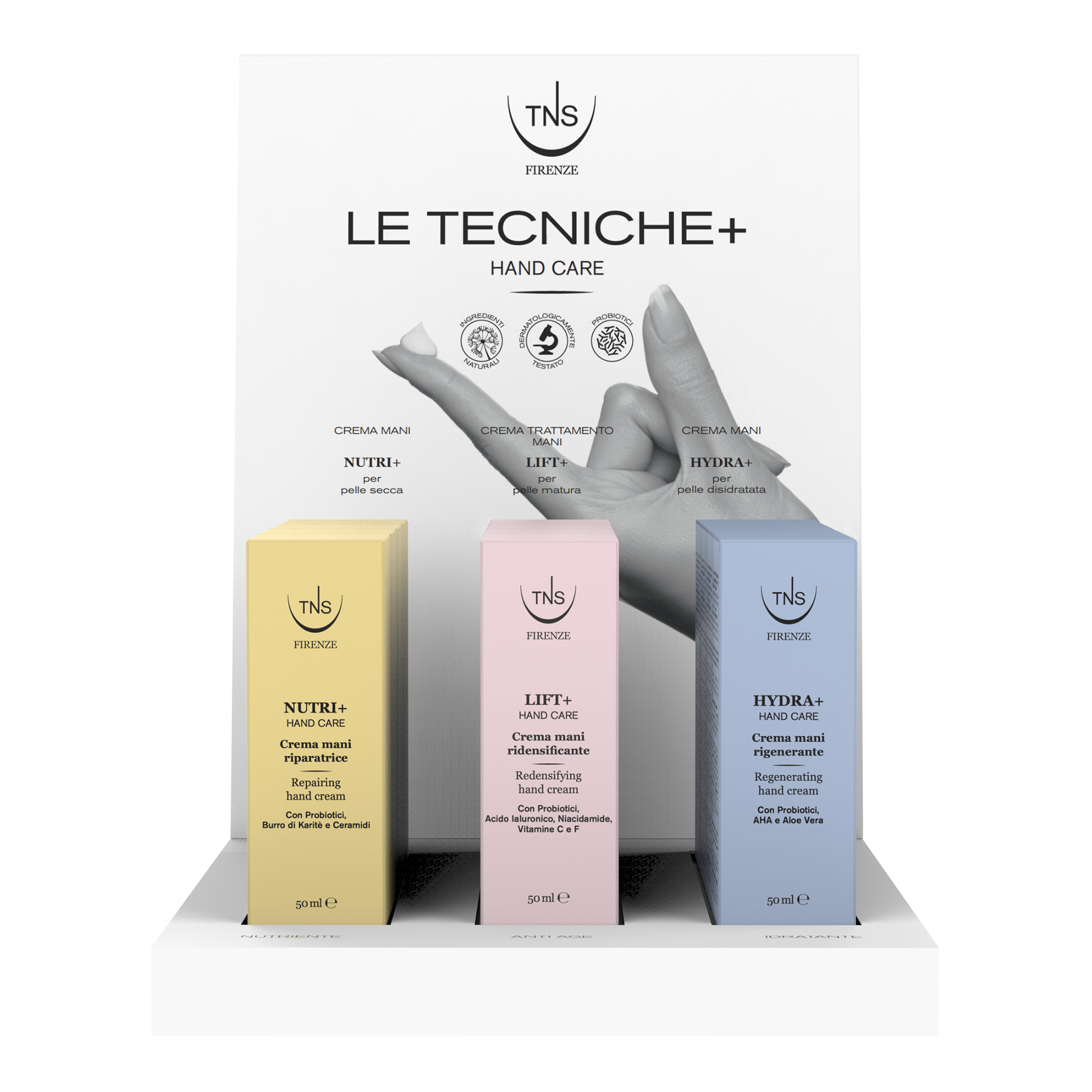 Le Tecniche TNS présentoir pour crème à main professionnelle